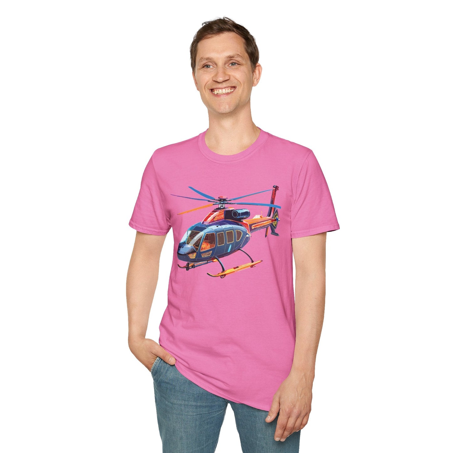 Chopper Helicopter Graphic T Shirt Unisex Softstyle Cotton Short Sleeve Artwork Design