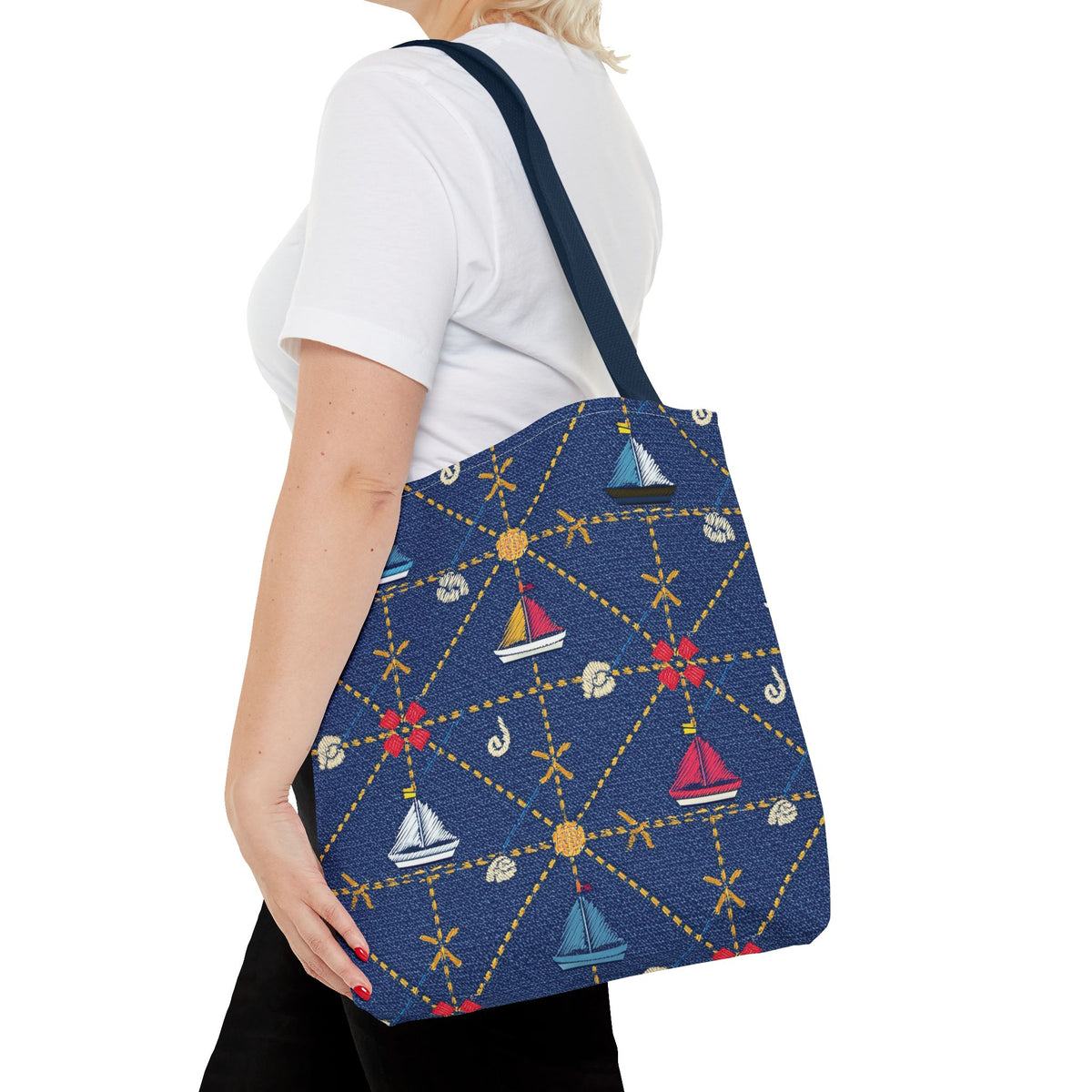 Denim Fabric Imitation Print Unisex Canvas Bag Poly Spun 3 Sizes Tote Bag 182-14