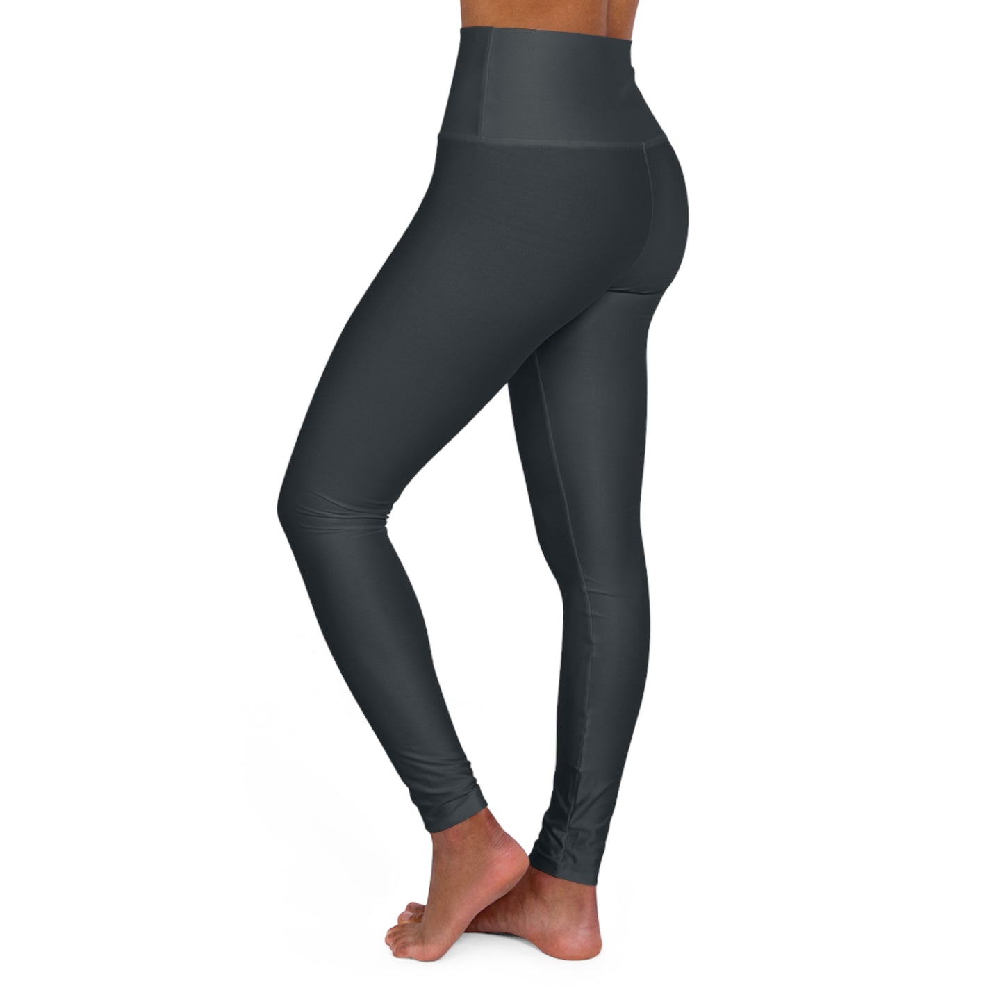 Jet Black Color High-Waist Yoga Leggings Women's Seamless Poly-Span Stretchy Performance Pants