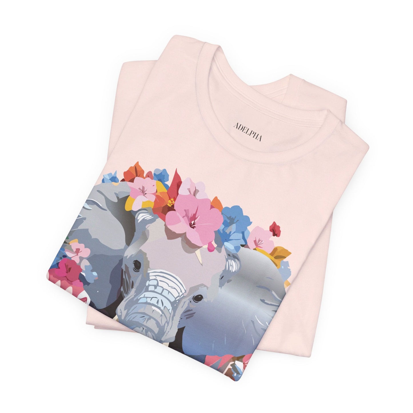 Elephant Graphic Tee Unisex Short Sleeve Jersey With Vintage Inspired Adelpha Artwork