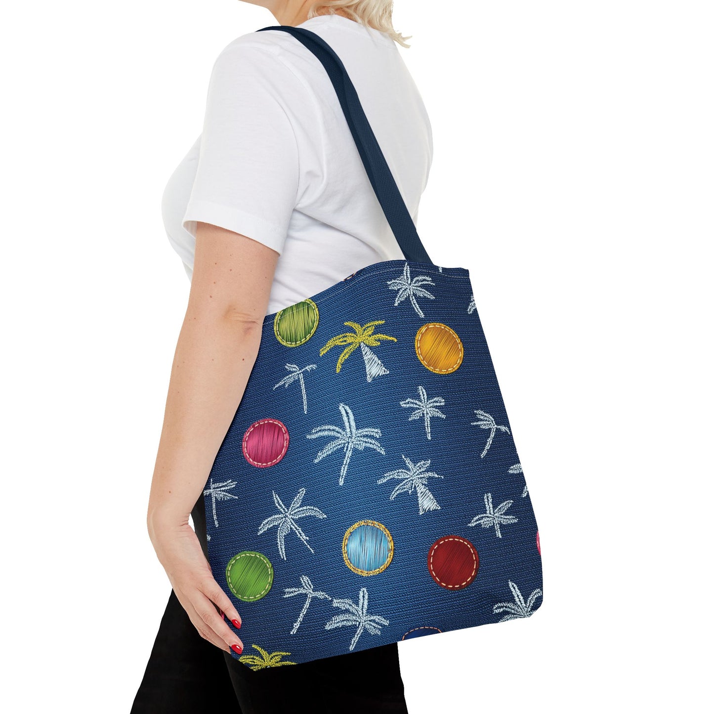 Denim Fabric Imitation Print Unisex Canvas Bag Poly Spun 3 Sizes Tote Bag 182-9