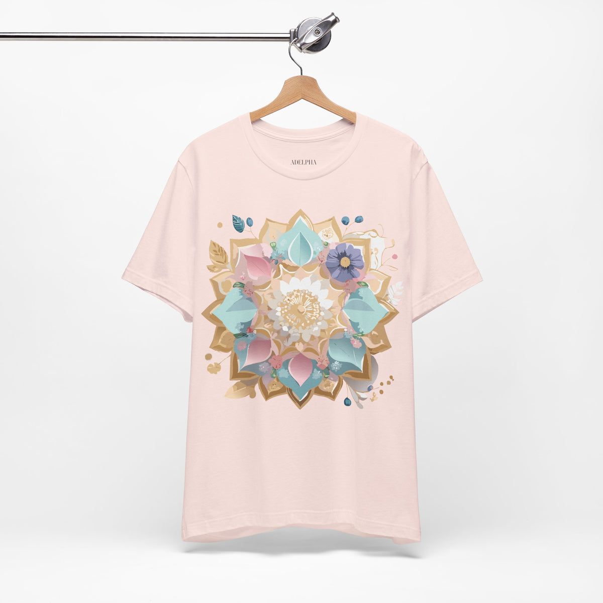 Mandala Graphic Unisex Cotton Bella+Canvas Tee with Floral Art Design d28