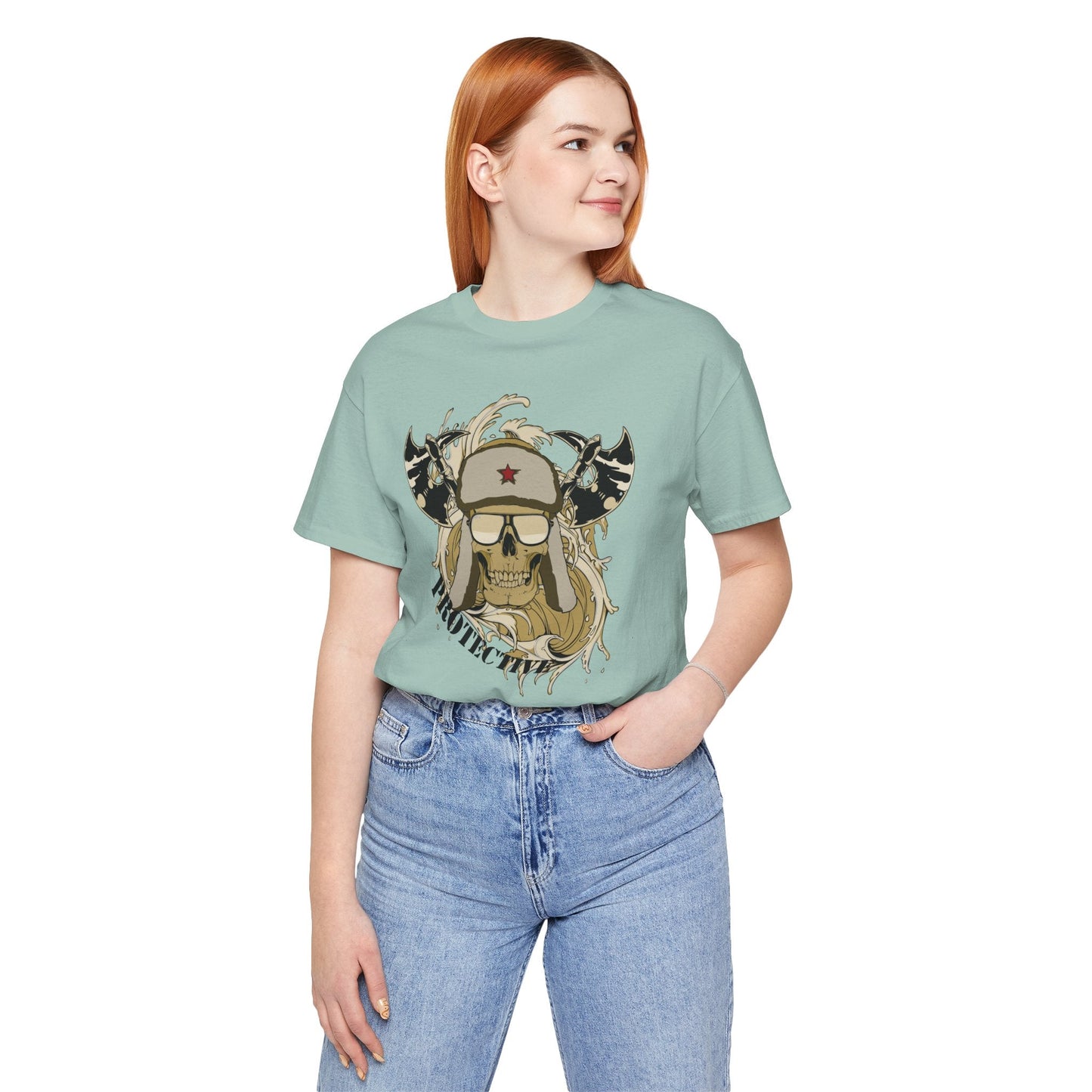 Viking Skull Graphic with Horned Helmet T-Shirt Captain Design Tee Art-41