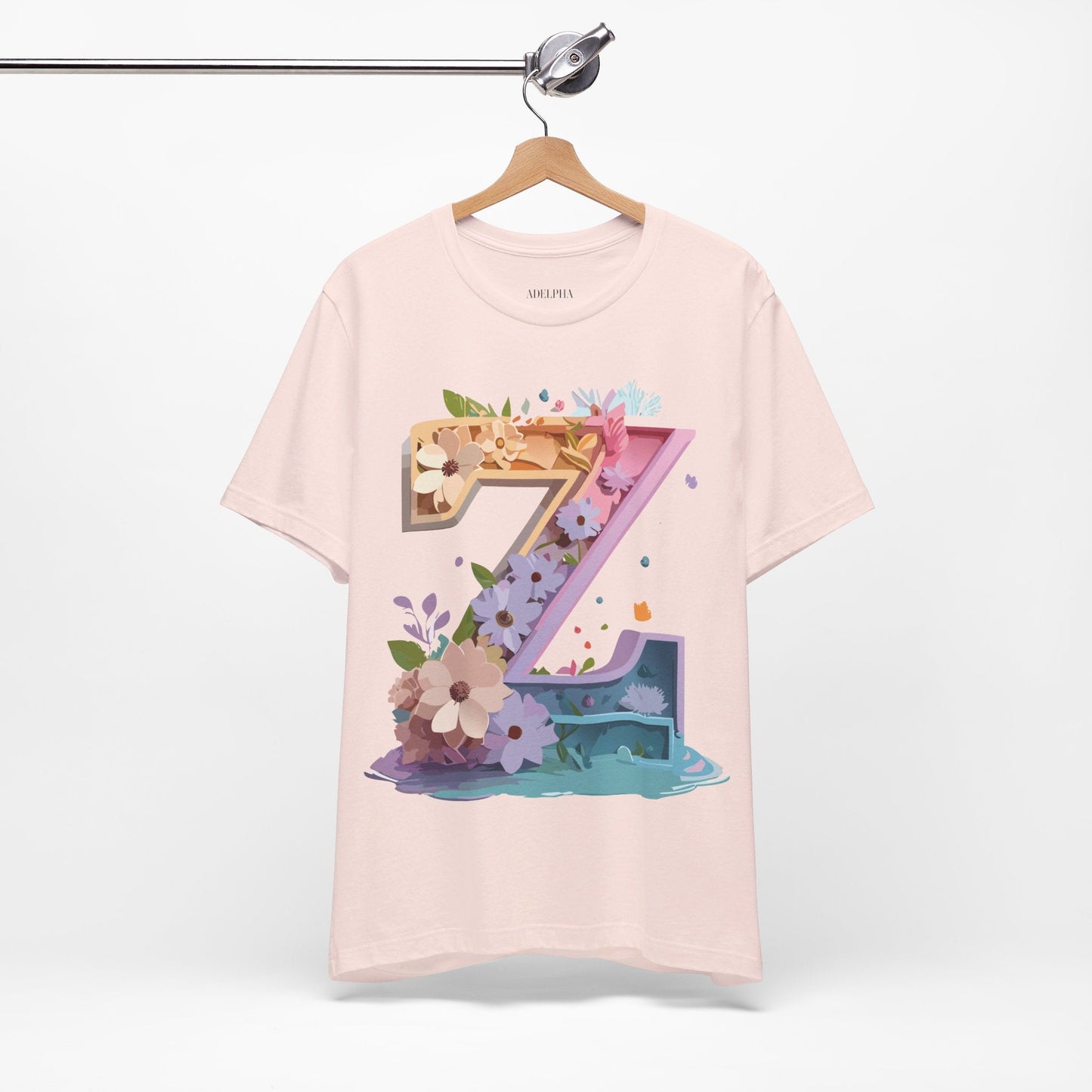Letter Z Shirt Unisex Graphic Tee By Adelpha Vintage Inspired Jersey Short Sleeve