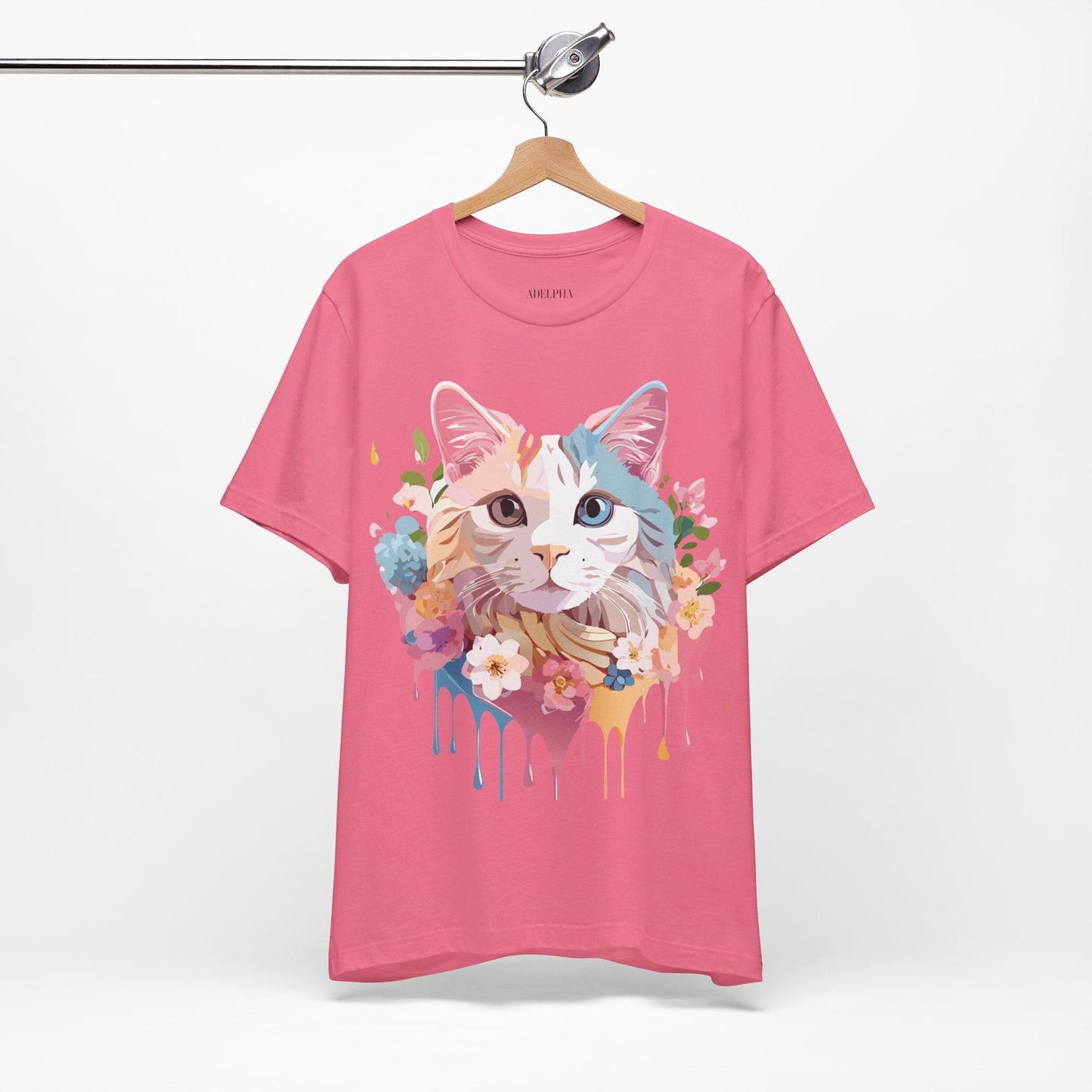Cat Graphic Tee Unisex Short Sleeve Shirt With Adelpha Artwork