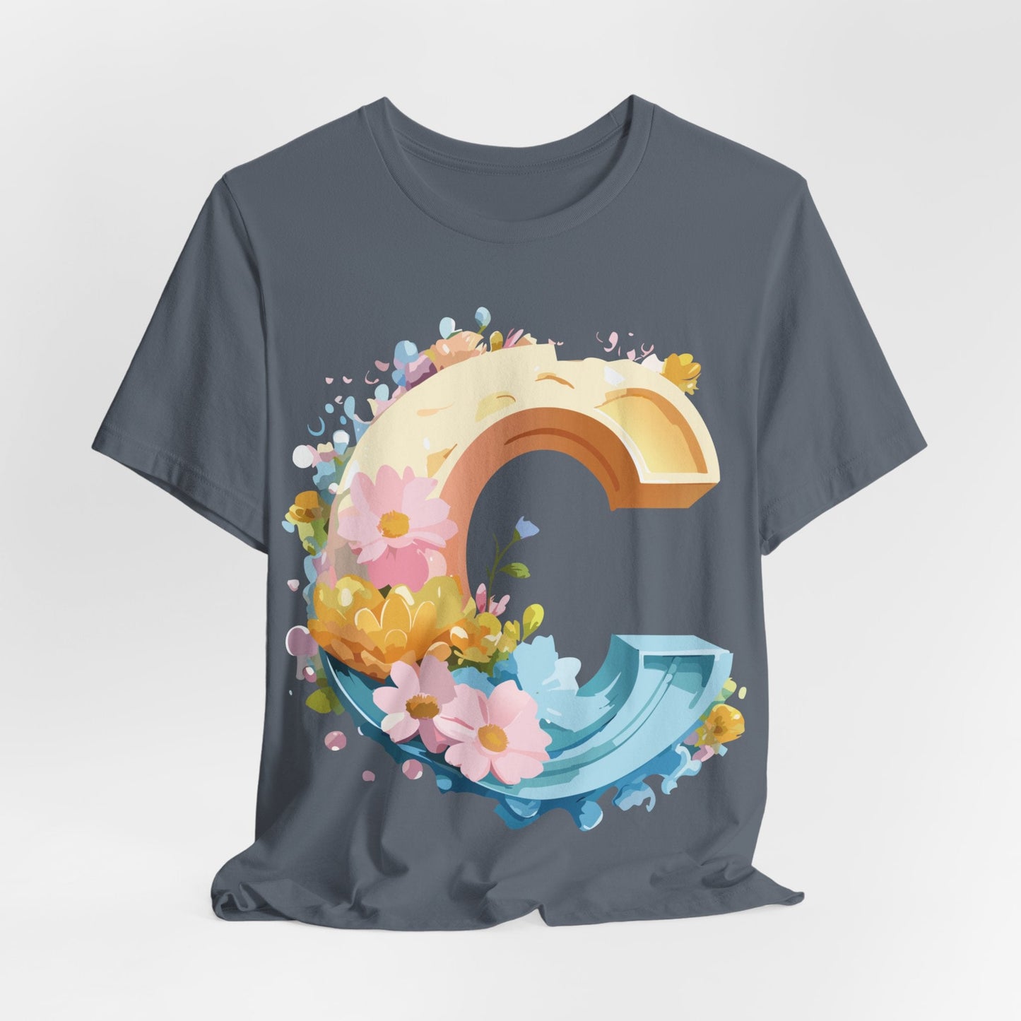 Letter C Graphic Tee Premium Unisex Vintage Art Design Shirt By Adelpha Short Sleeve
