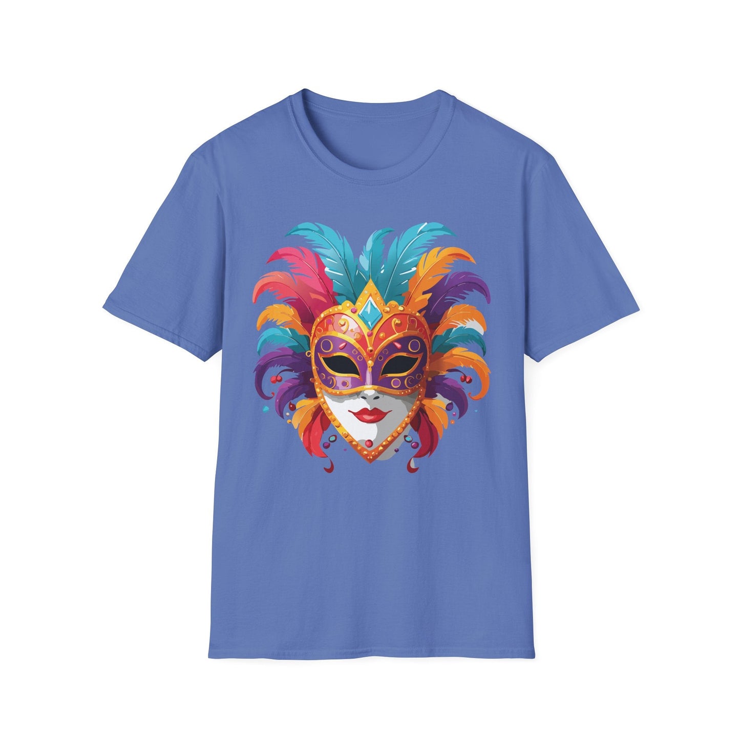 Unisex Gildan Softstyle Mask Tee Shirt With Art Design Casual Everyday Wear Masquerade Tee