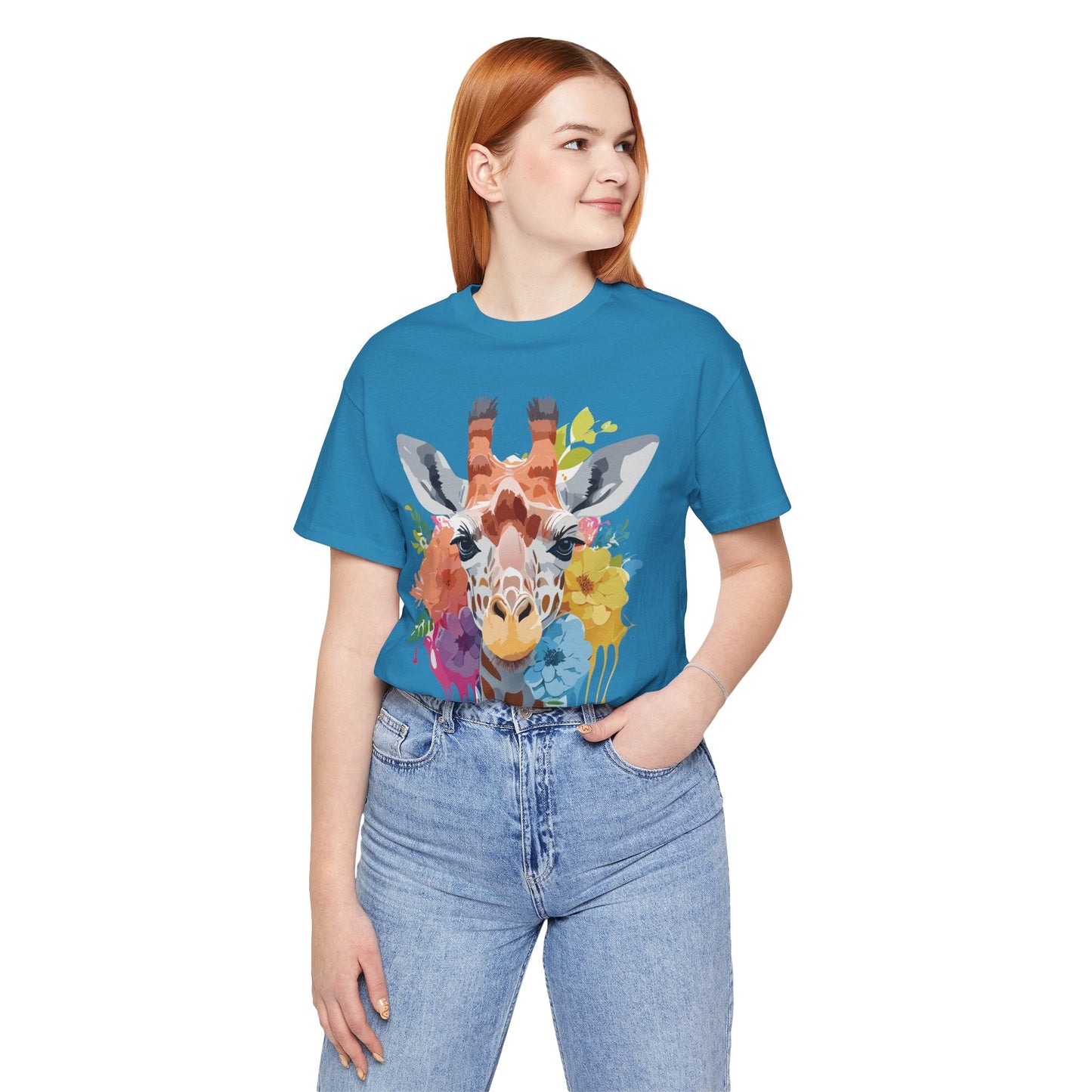Giraffe Graphic Tee By Adelpha Unisex Vintage Inspired Art Design Short Sleeve Jersey Shirt