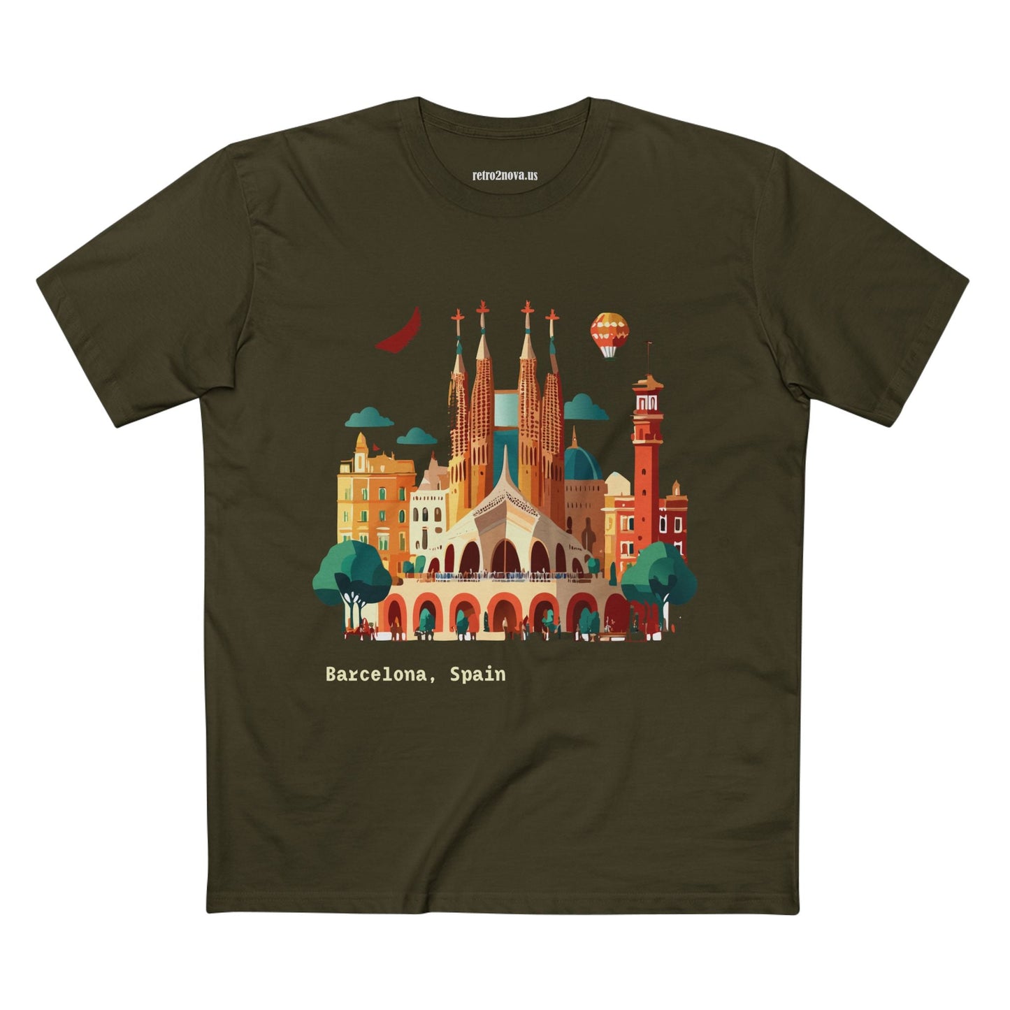 Barcelona Travel Shirt Unisex Cotton Art Tee Retro2Nova Premium Quality Original Art Design