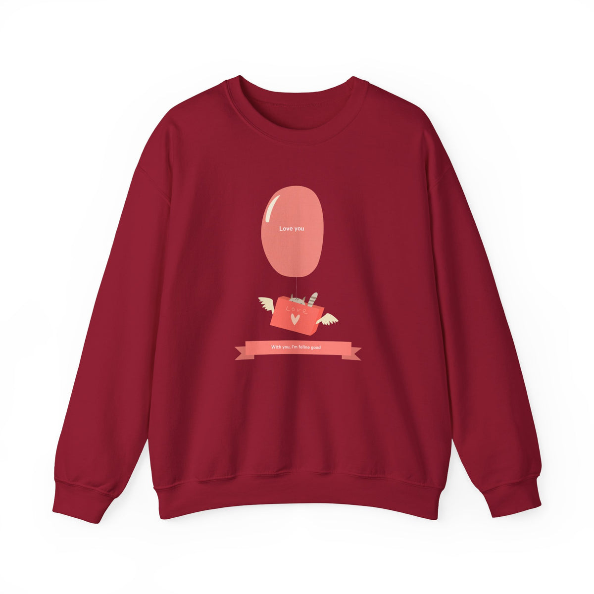 Cat Graphic Valentine's Day Sweatshirt Unisex 50/50 Cotton-Poly Animal Sweatshirt w15