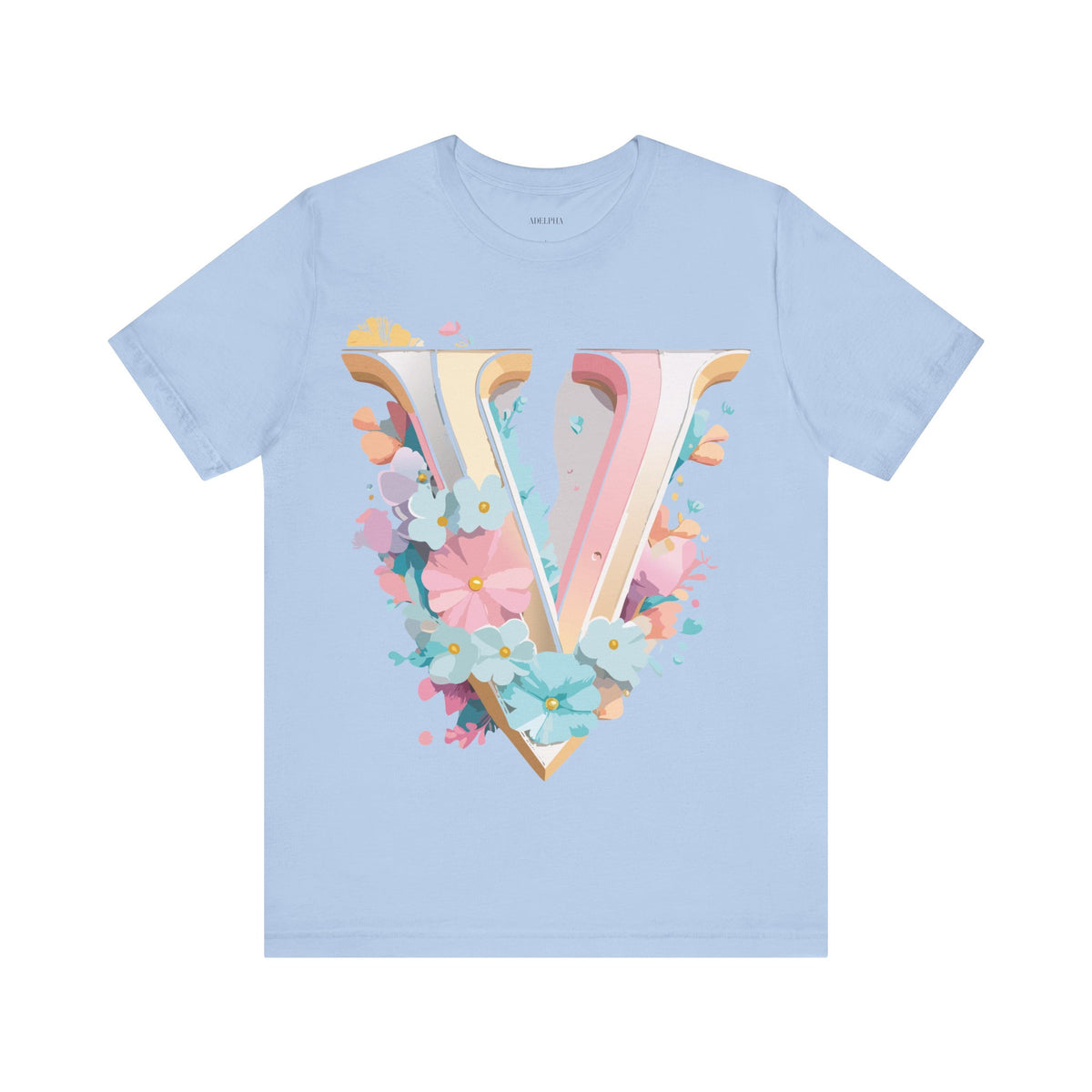 Letter V Graphic Unisex Cotton Bella+Canvas Tee with Art Letter Design