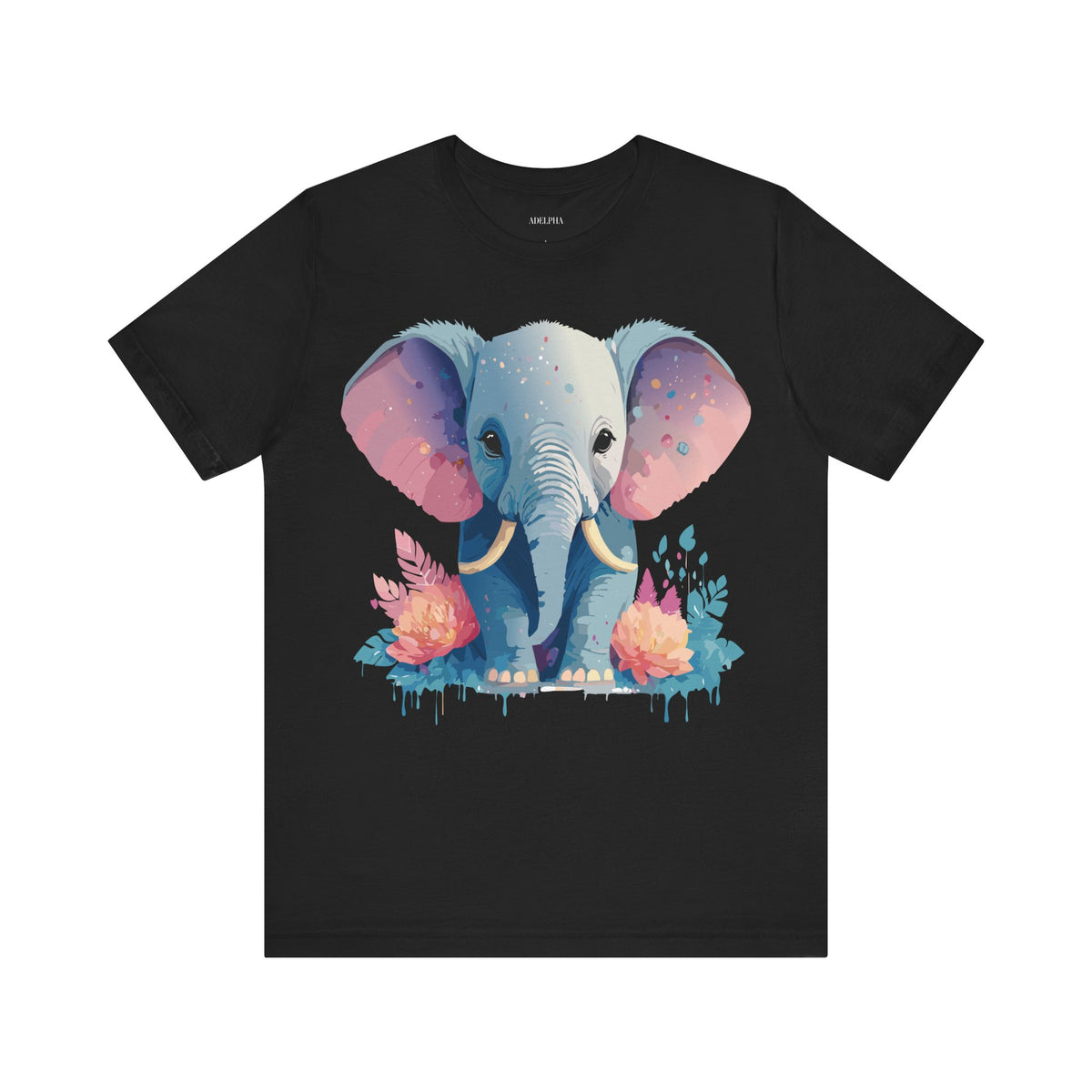 Elephant Graphic Unisex Cotton Bella+Canvas Tee with Art Animal Design d17
