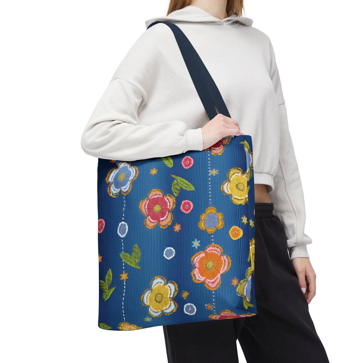 Denim Fabric Imitation Print Unisex Canvas Bag Poly Spun 3 Sizes Tote Bag 133