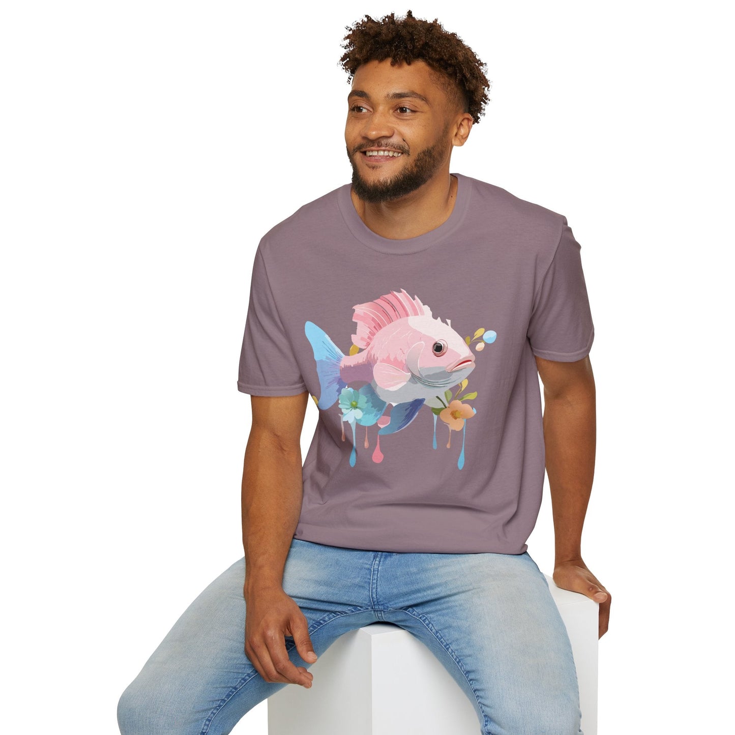 Fish Art Design Shirt Unisex Graphic Tee With Fish Illustration Gildan Softstyle 64000