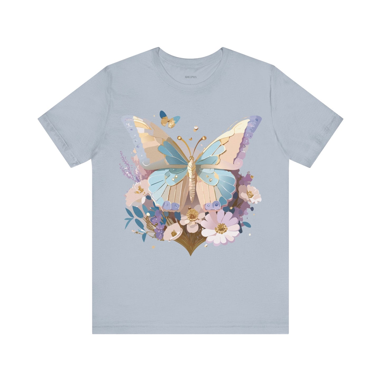 Butterfly Graphic Unisex 100 Cotton Lightweight Vintage Floral Design Jersey Tee 4
