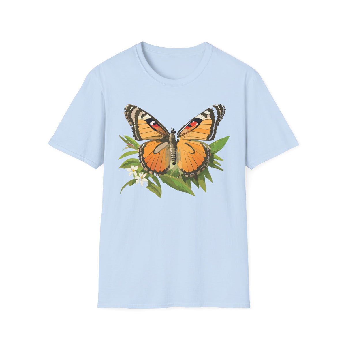 Butterfly Nature T-Shirt — Orange Monarch Illustration Graphic Tee Unisex 100 Cotton Gildan T-Shirt