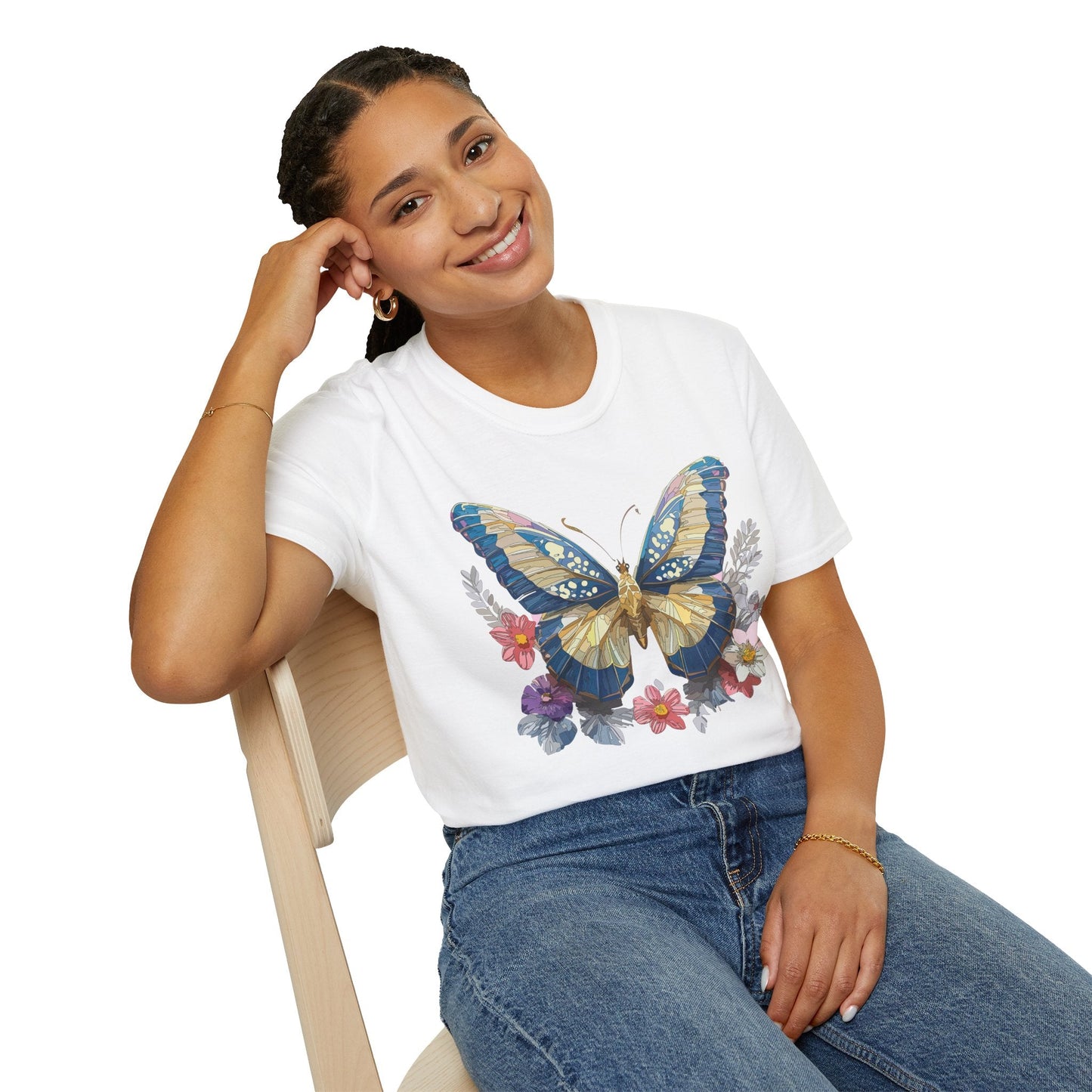 Butterfly Unisex Short Sleeve Tee Shirt Gildan Softstyle 64000 Monarch Design Graphic Tee