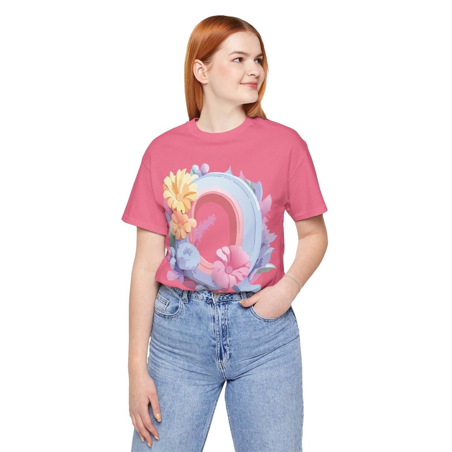 Unisex Letter Q Graphic Tee By Adelpha Vintage Inspired Art Design Short Sleeve Shirt