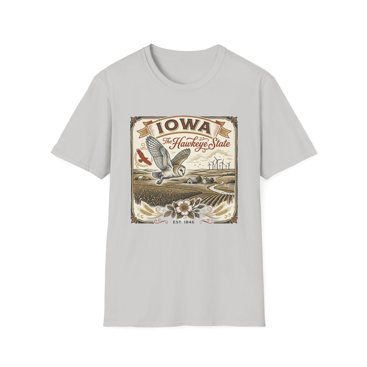Iowa Hawkeye State Vintage Travel Tourist Graphic Design Unisex 100 Cotton Gildan T-Shirt