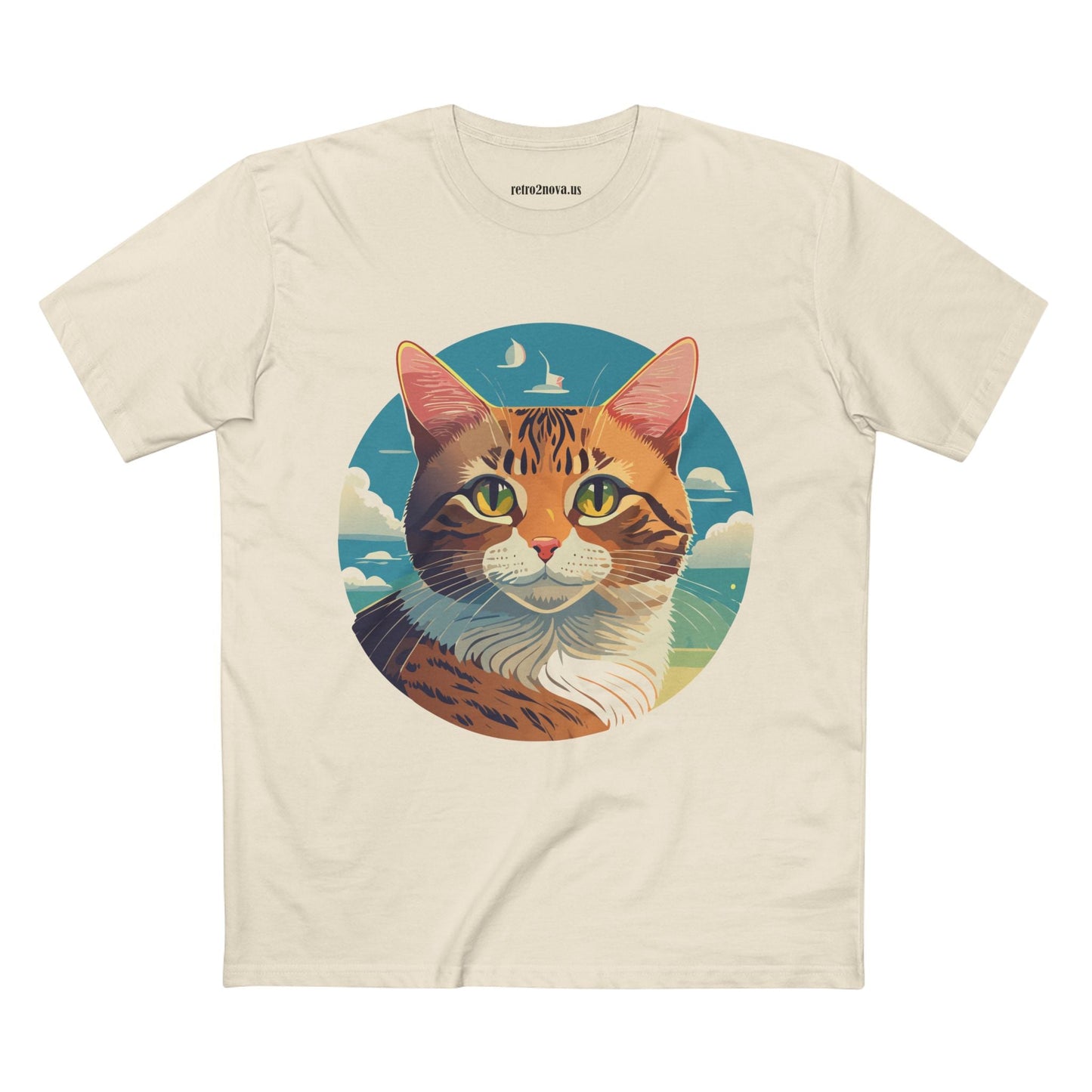 Unisex Premium Cotton Staple Tee With Original Cat Art Design Featuring Retro2Nova Logo And Everyday Comfort