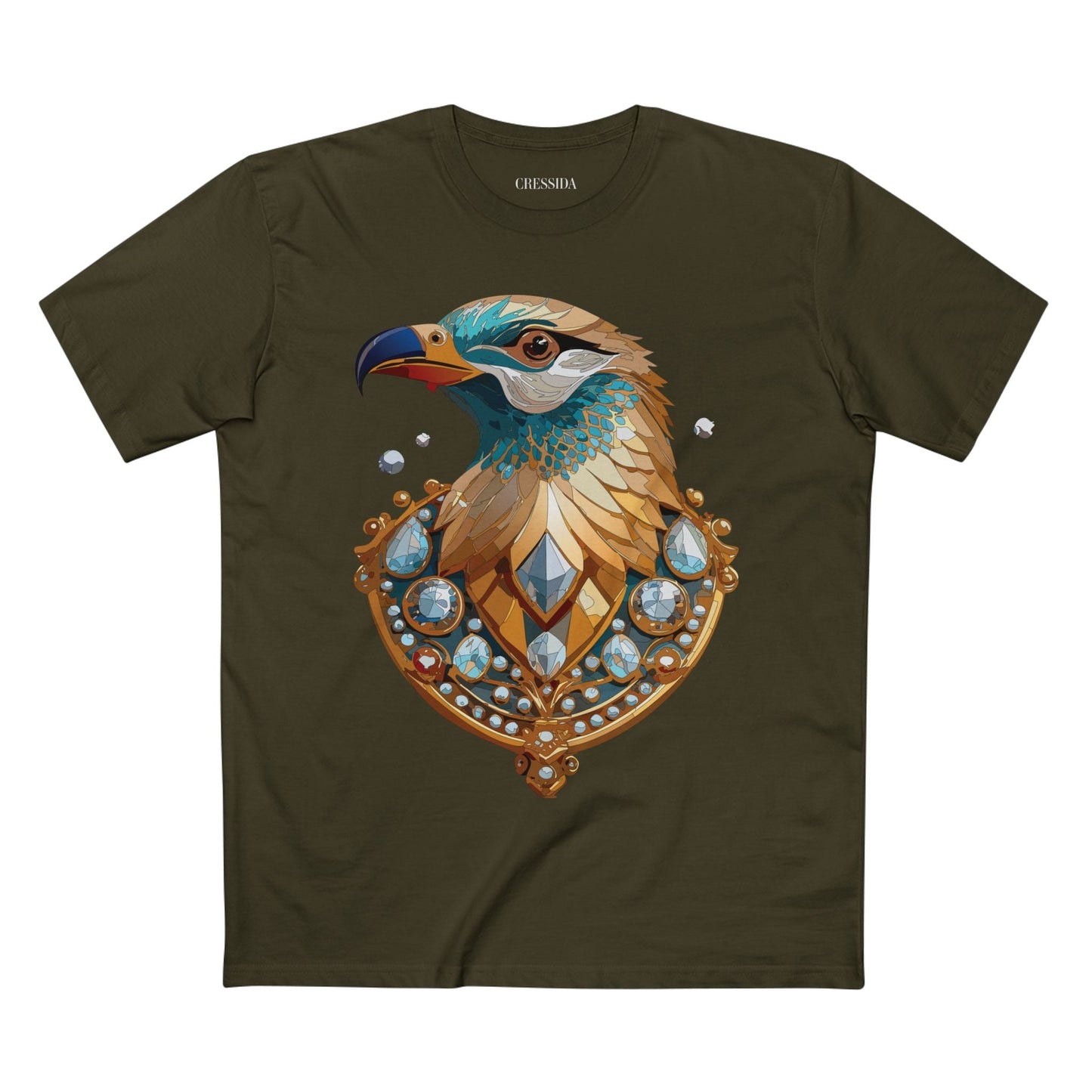 Bird Graphic Unisex 100 Cotton Tee With Unique Animal Golden Medallion Art Design 21