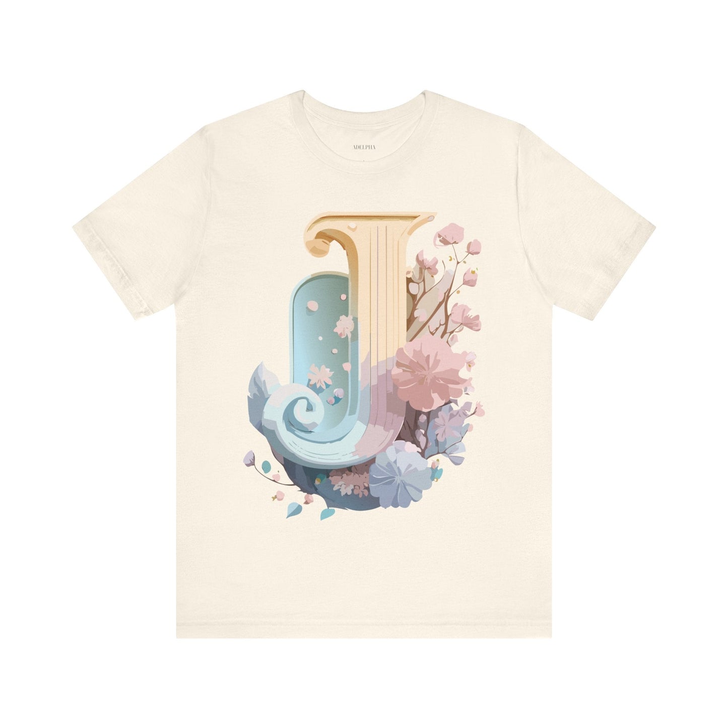 Letter J Shirt Unisex Graphic Tee Adelpha Vintage Inspired Artwork Design Short Sleeve
