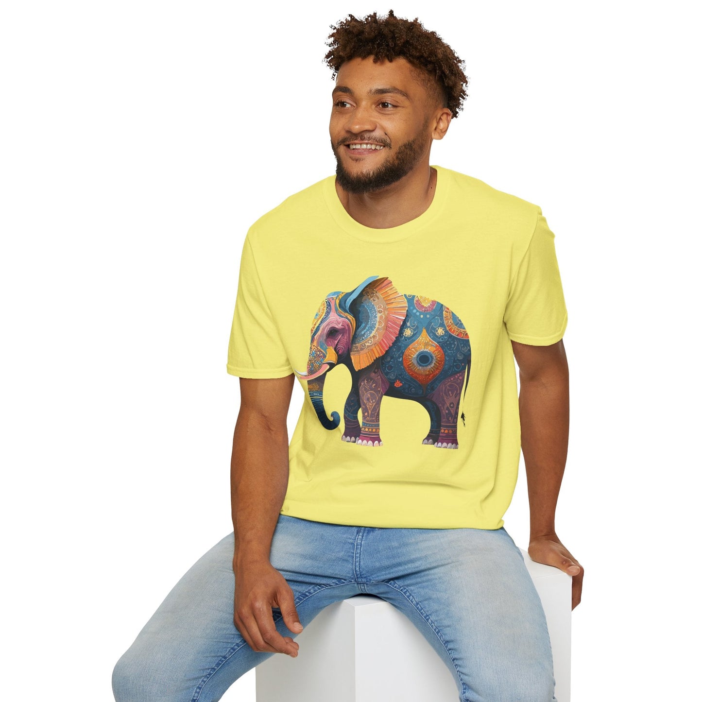 Elephant T Shirt Unisex Gildan Softstyle 64000 Tee With Animal Elephant Graphic Artwork