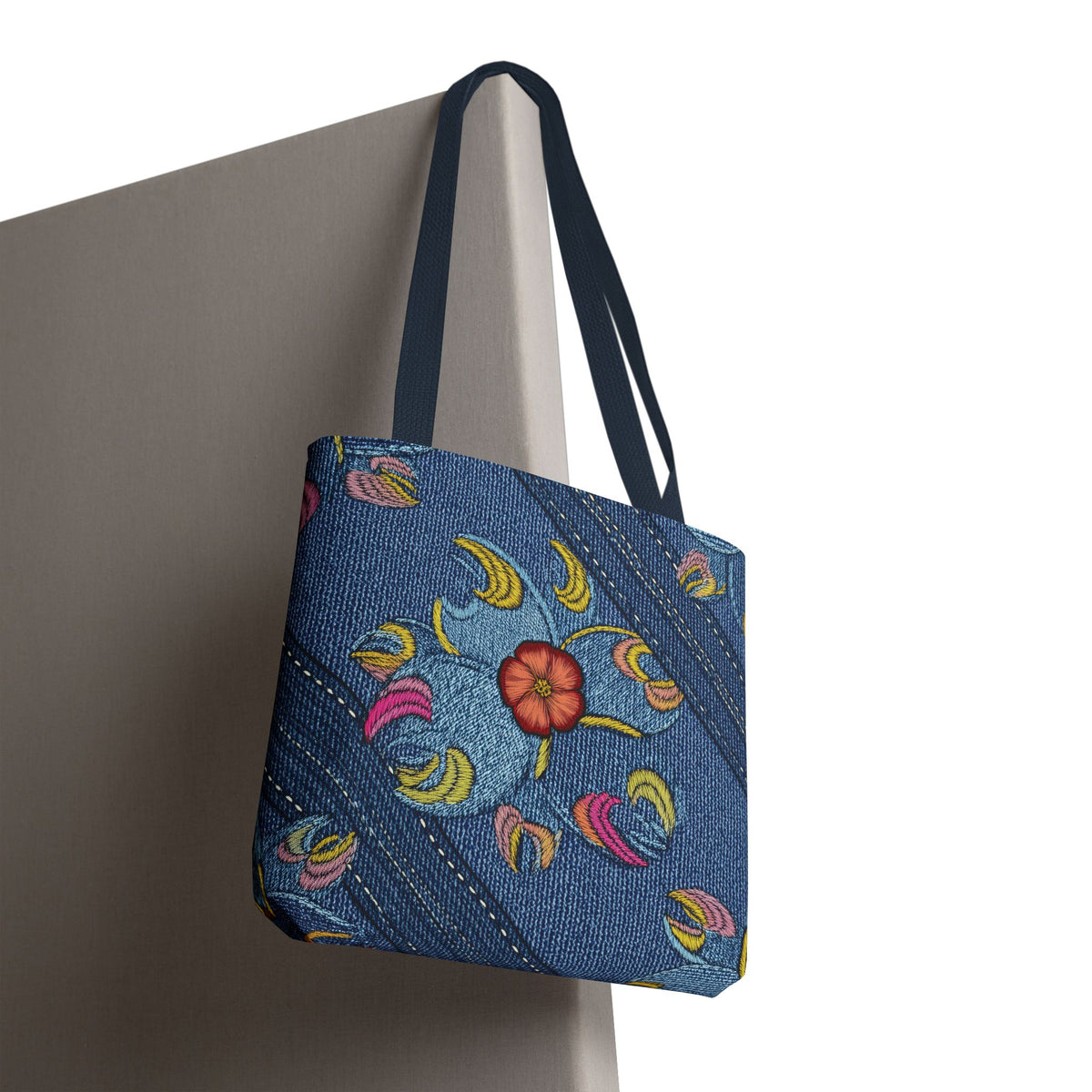 Denim Fabric Imitation Print Unisex Canvas Bag Poly Spun 3 Sizes Tote Bag 159-3