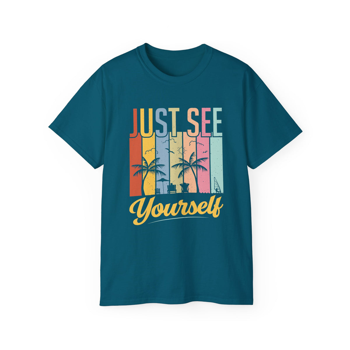 Just See Yourself T-Shirt | Retro Sunset Palm Trees Tee