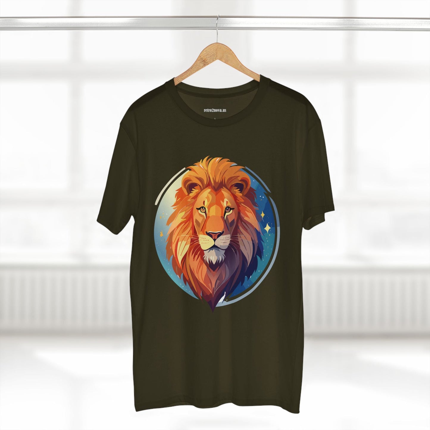 Unisex Premium Cotton Staple Tee With Lion Art Design Retro2Nova Art Collection For Everyday Comfort And Breathable Fit