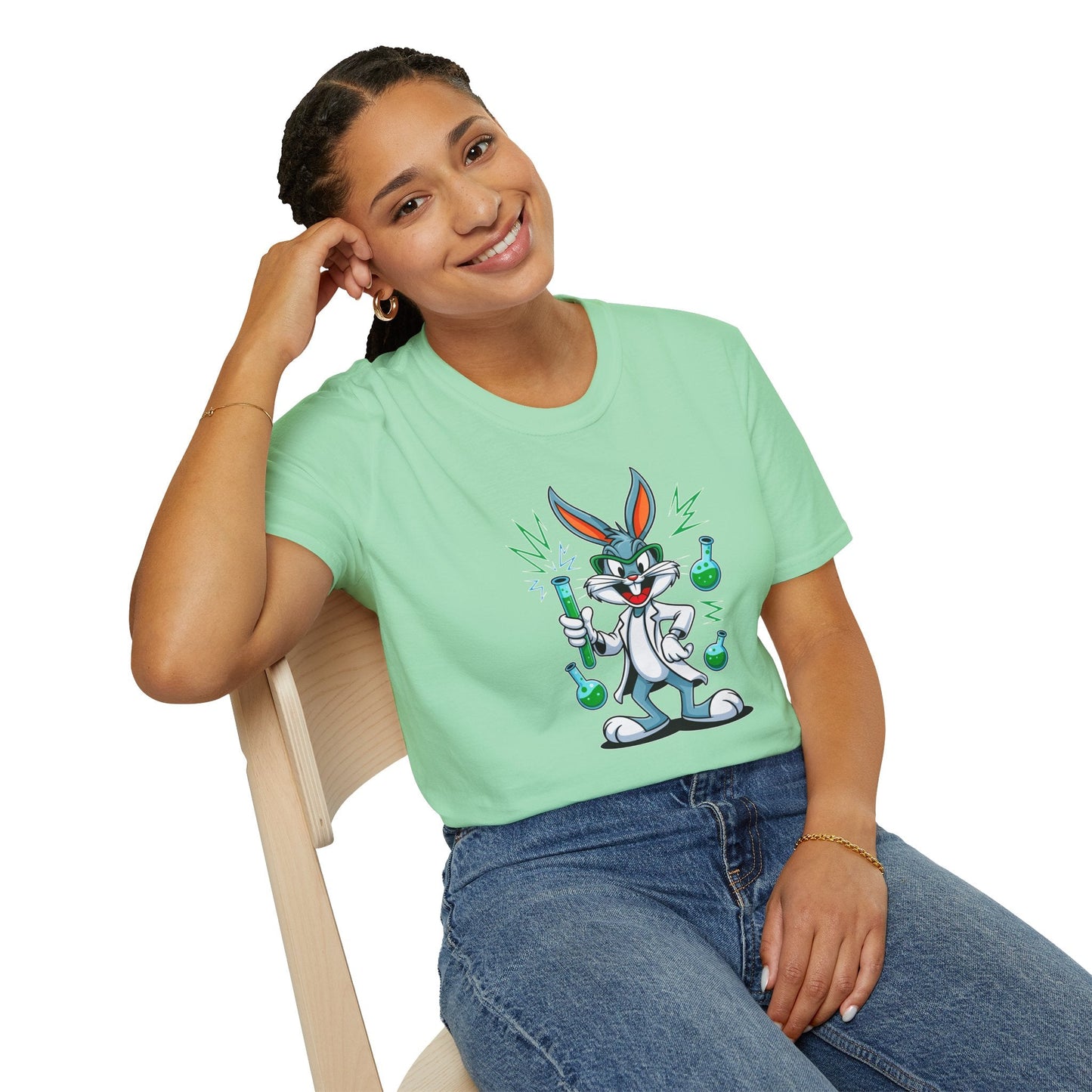 Cartoon Bunny Graphic Unisex Cotton Animal Animation Artwork Design Tee 23