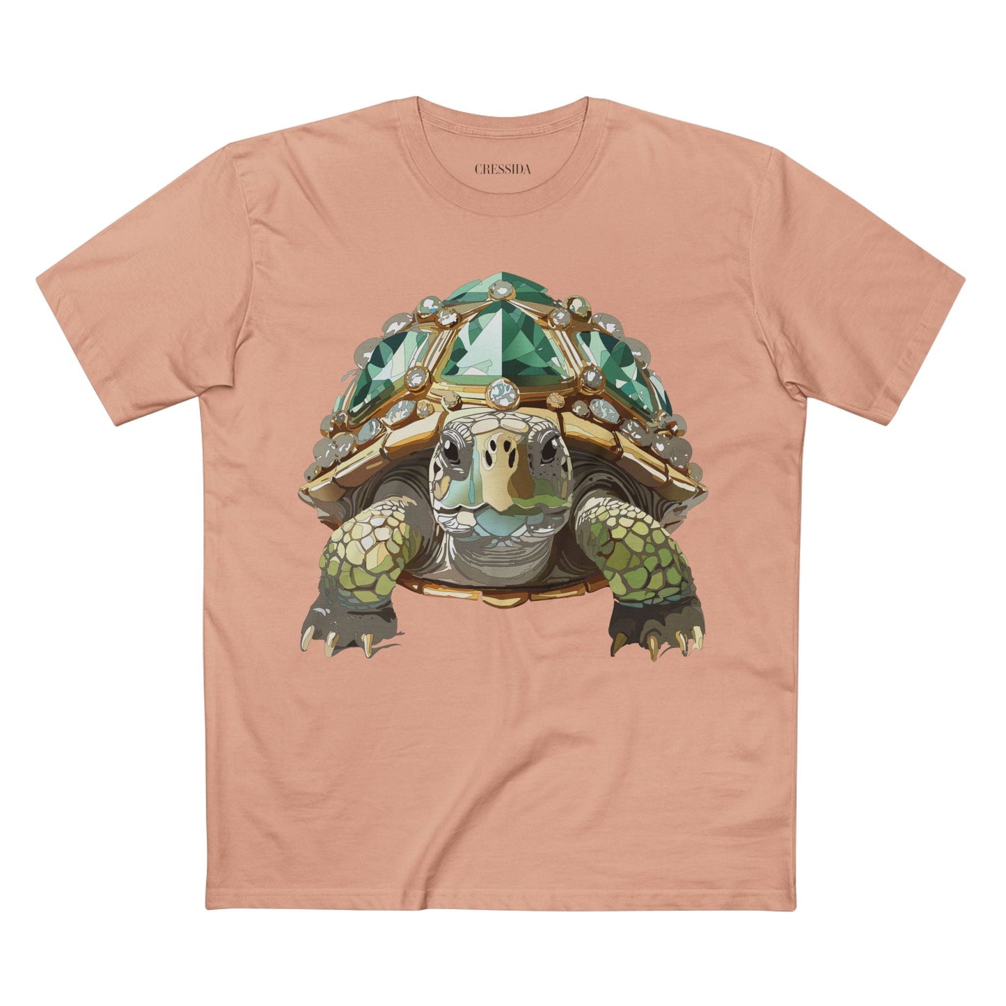 Turtle Graphic Unisex 100 Cotton Tee With Unique Animal Golden Medallion Art Design 30