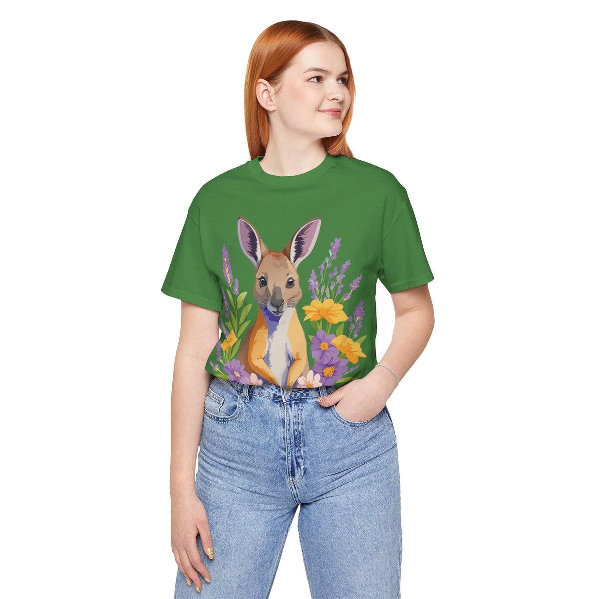 Kangaroo Graphic Unisex Cotton Bella+Canvas Tee with Art Animal Design e313