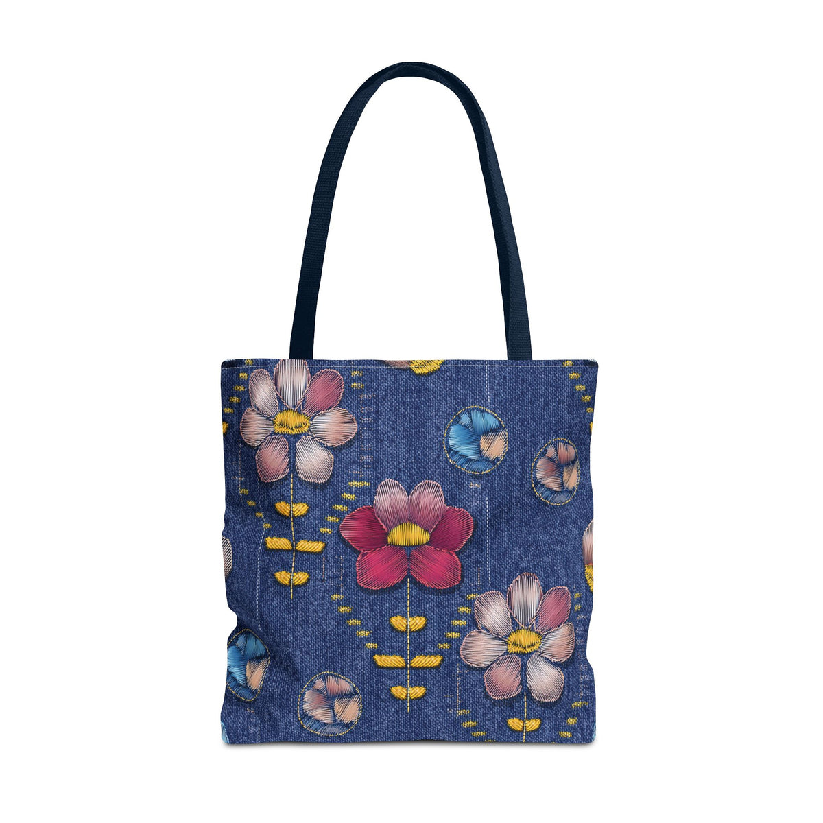 Denim Fabric Imitation Print Unisex Canvas Bag Poly Spun 3 Sizes Tote Bag 159-16