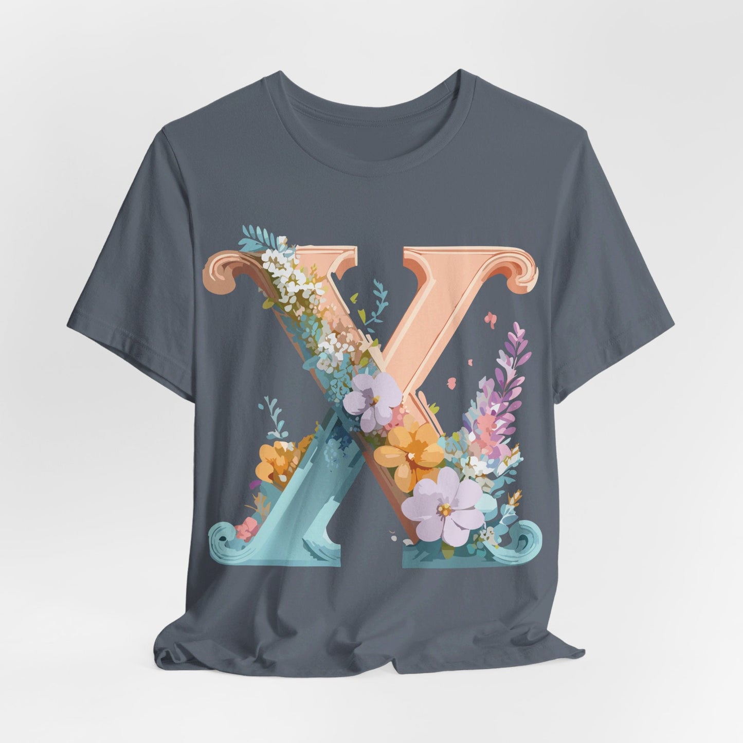 Letter X Shirt Graphic Tee Unisex Short Sleeve Vintage Inspired Adelpha Art Design