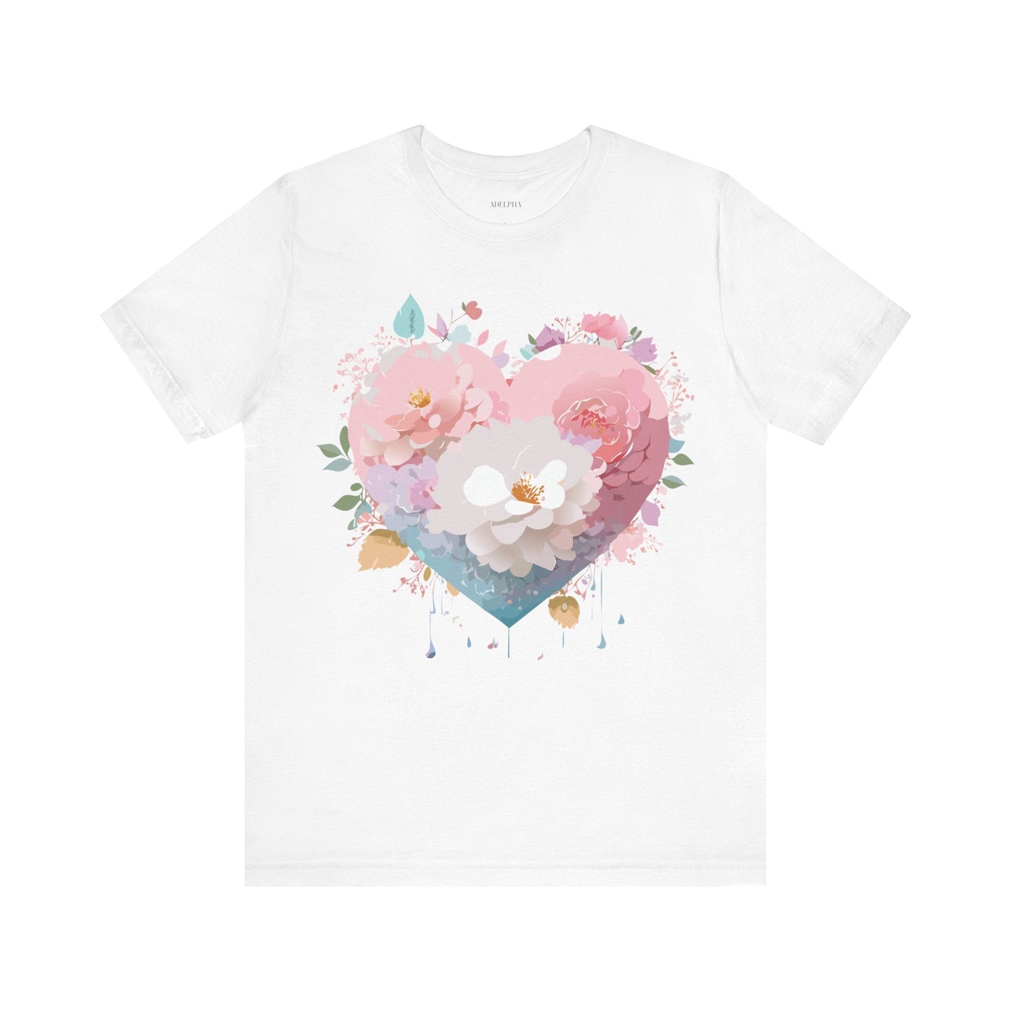 Valentine Day Graphic Unisex 100 Cotton Vintage Artwork with Love and Flower Design Tee 35