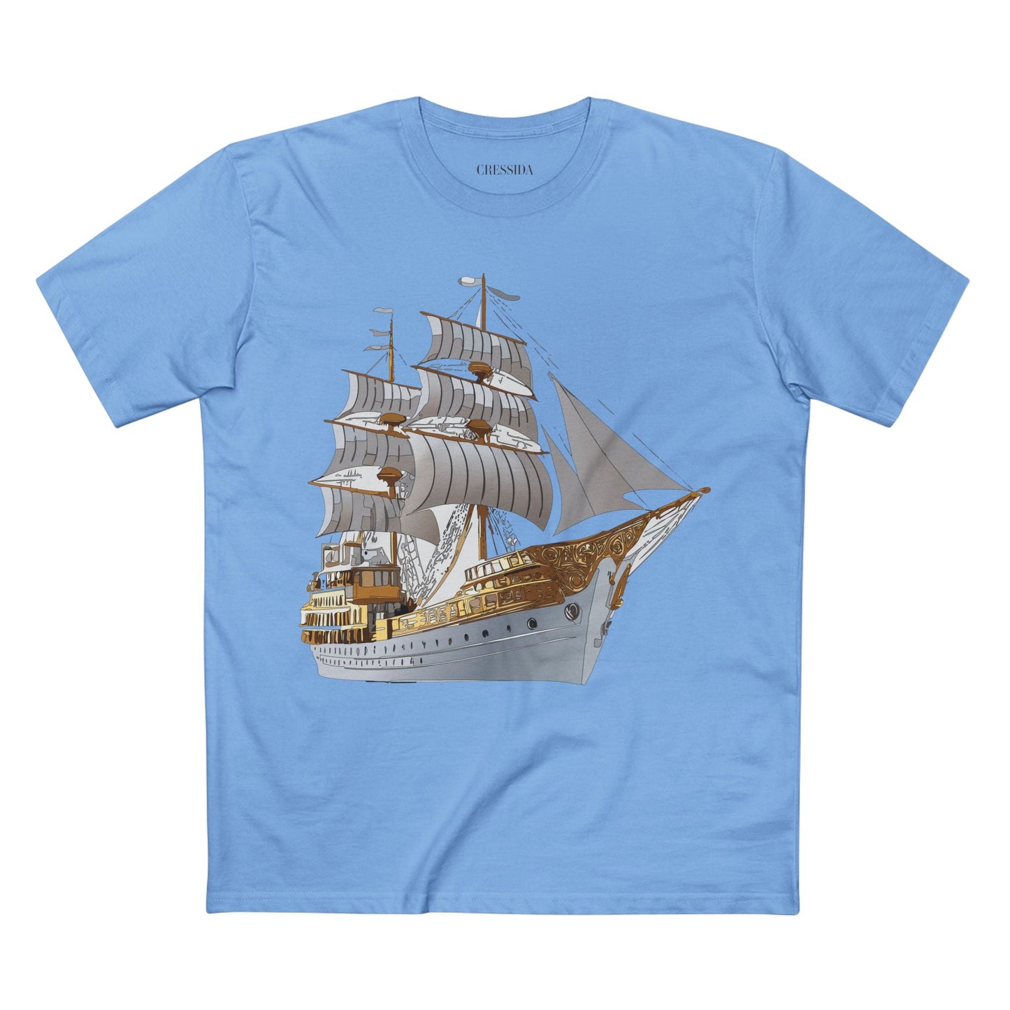 Ship Graphic Unisex 100 Cotton T-Shirt with Gold Frigate Art Design 5