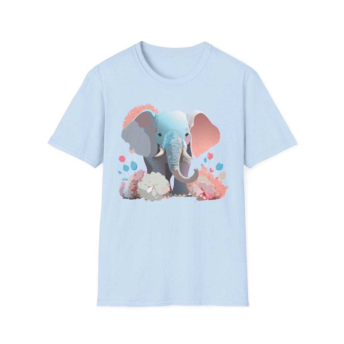 Pastel Elephant Illustration T-Shirt | Cute Watercolor Elephant Tee
