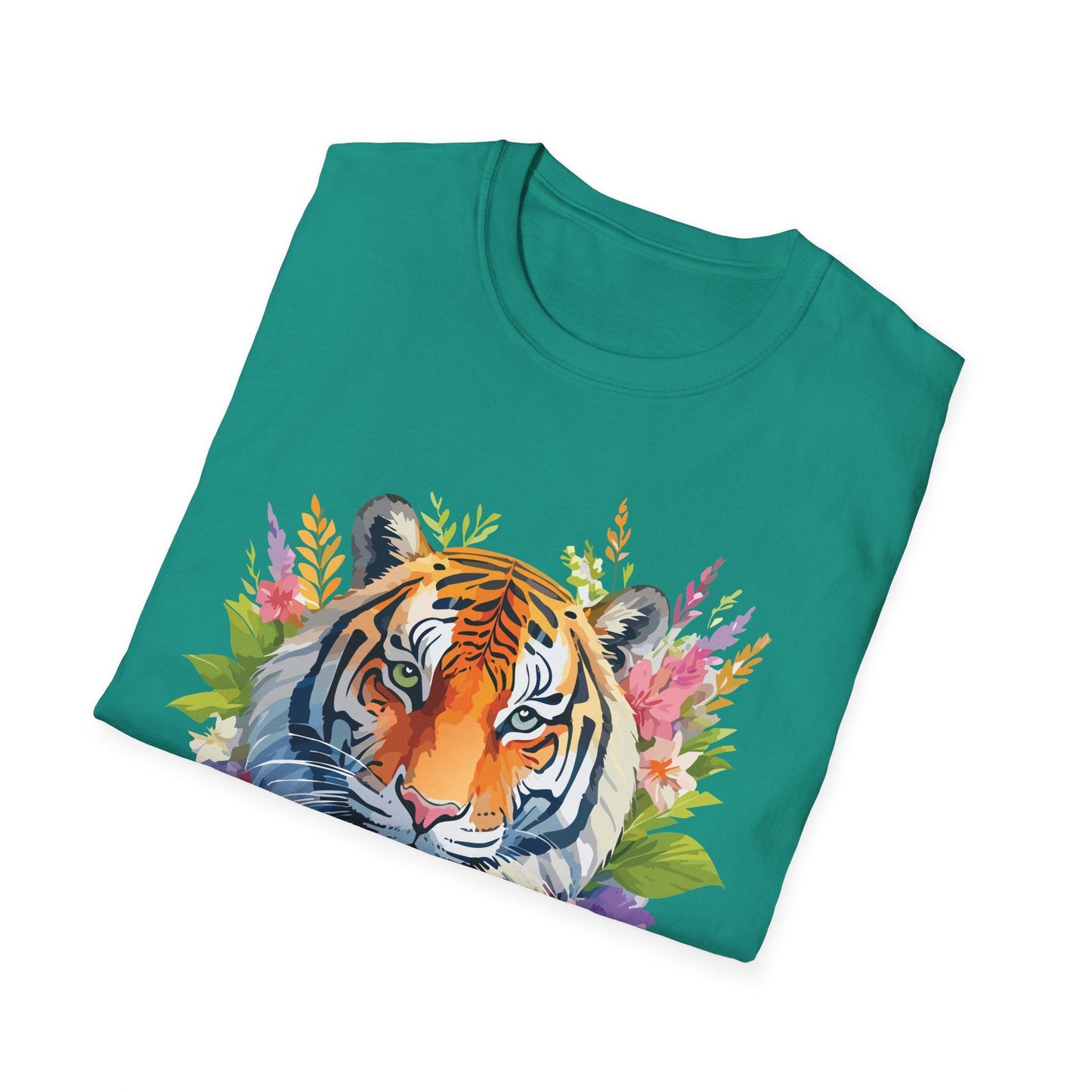 Tiger Print Unisex Gildan Softstyle Tee 64000 100 Percent Ring Spun Cotton
