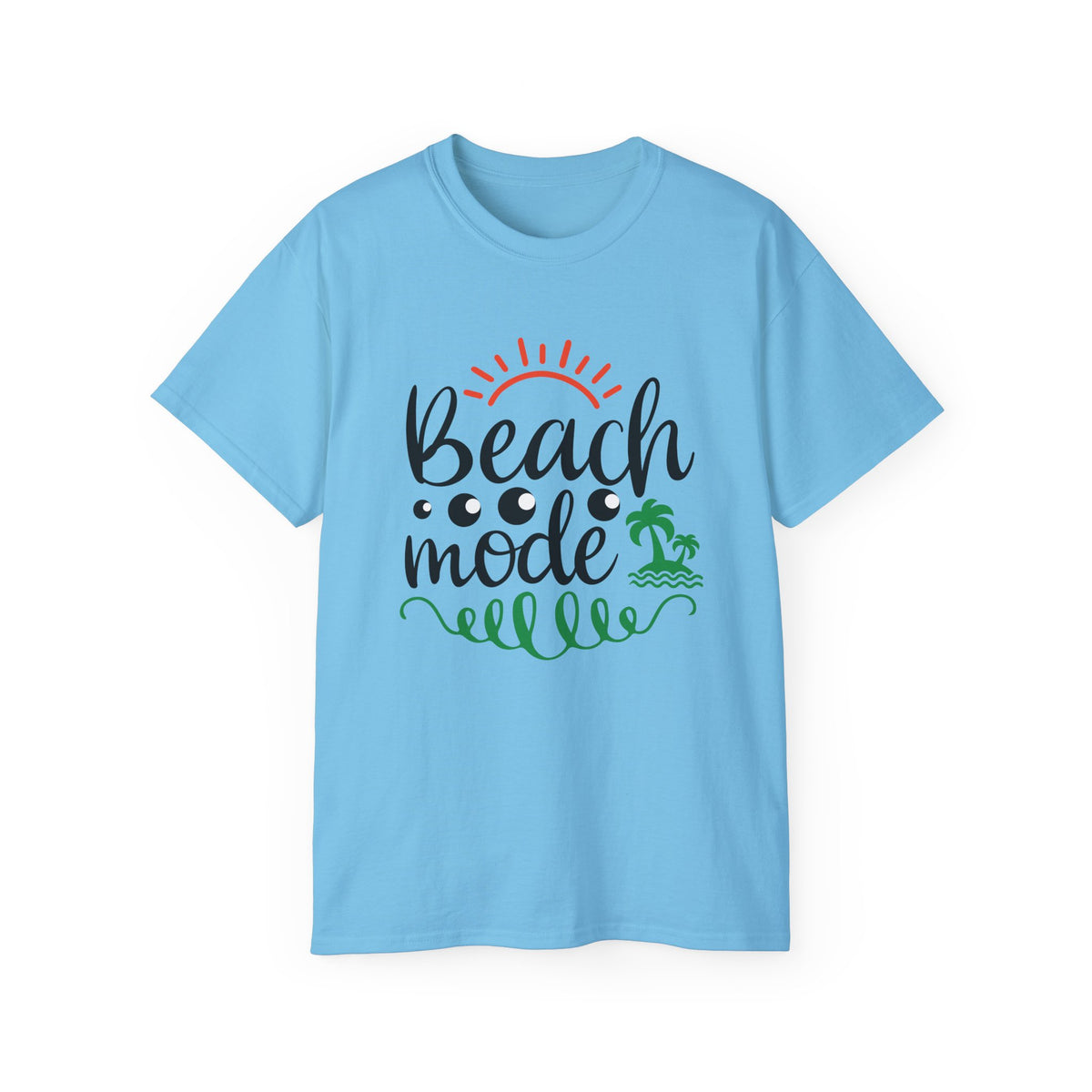 Beach Mode Tee | Palm Tree Sun Wave Graphic