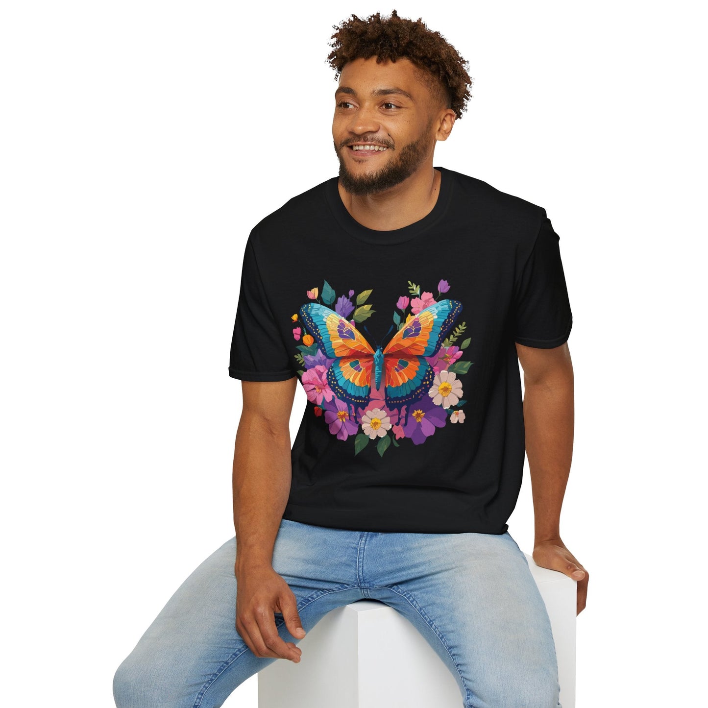 Butterfly Themed Unisex Softstyle T Shirt 100 Cotton Monarch Design Tee Gildan 64000