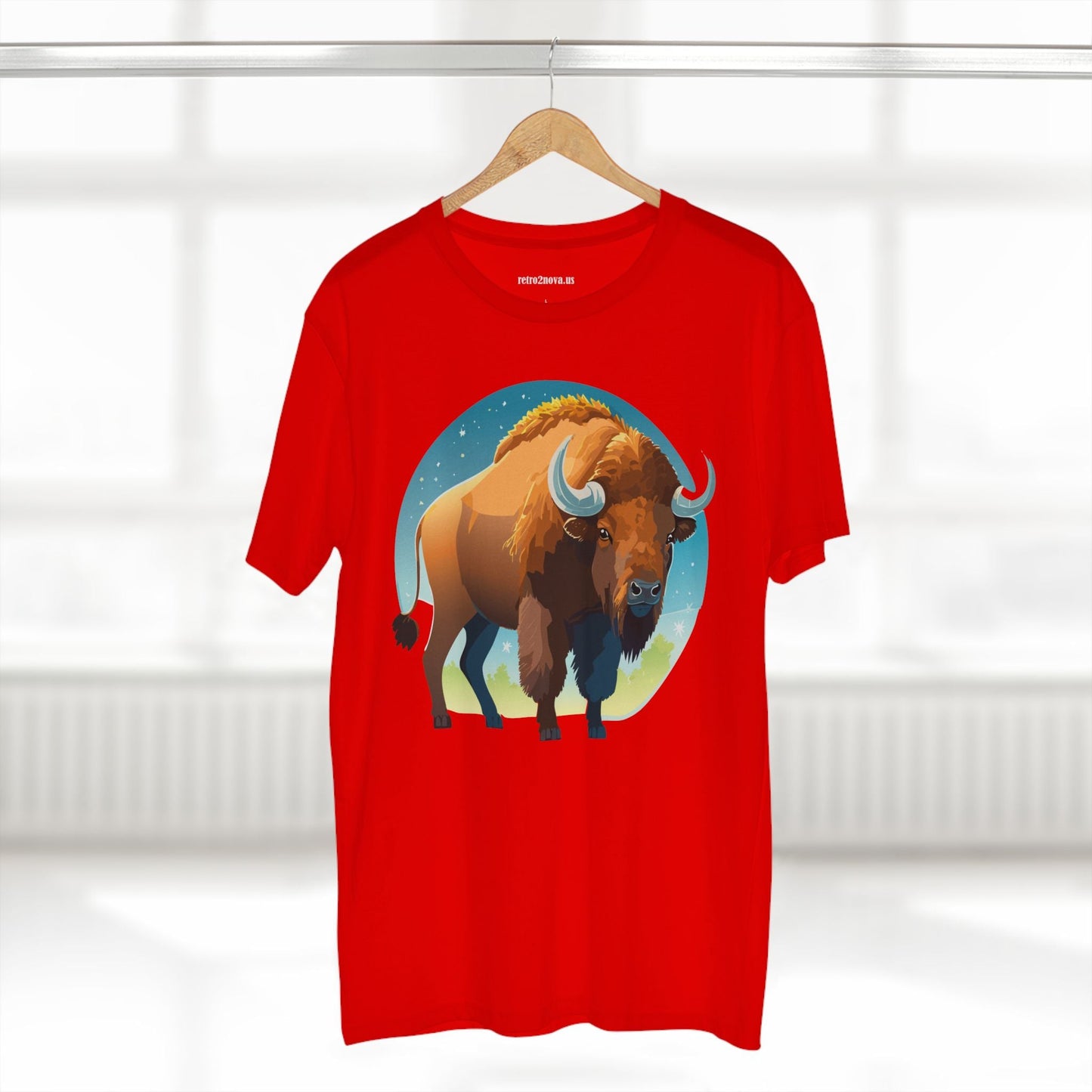 Unisex Premium Cotton Tee With Original Bison Art Design From Retro2Nova Art Collection Soft Breathable Everyday Comfort