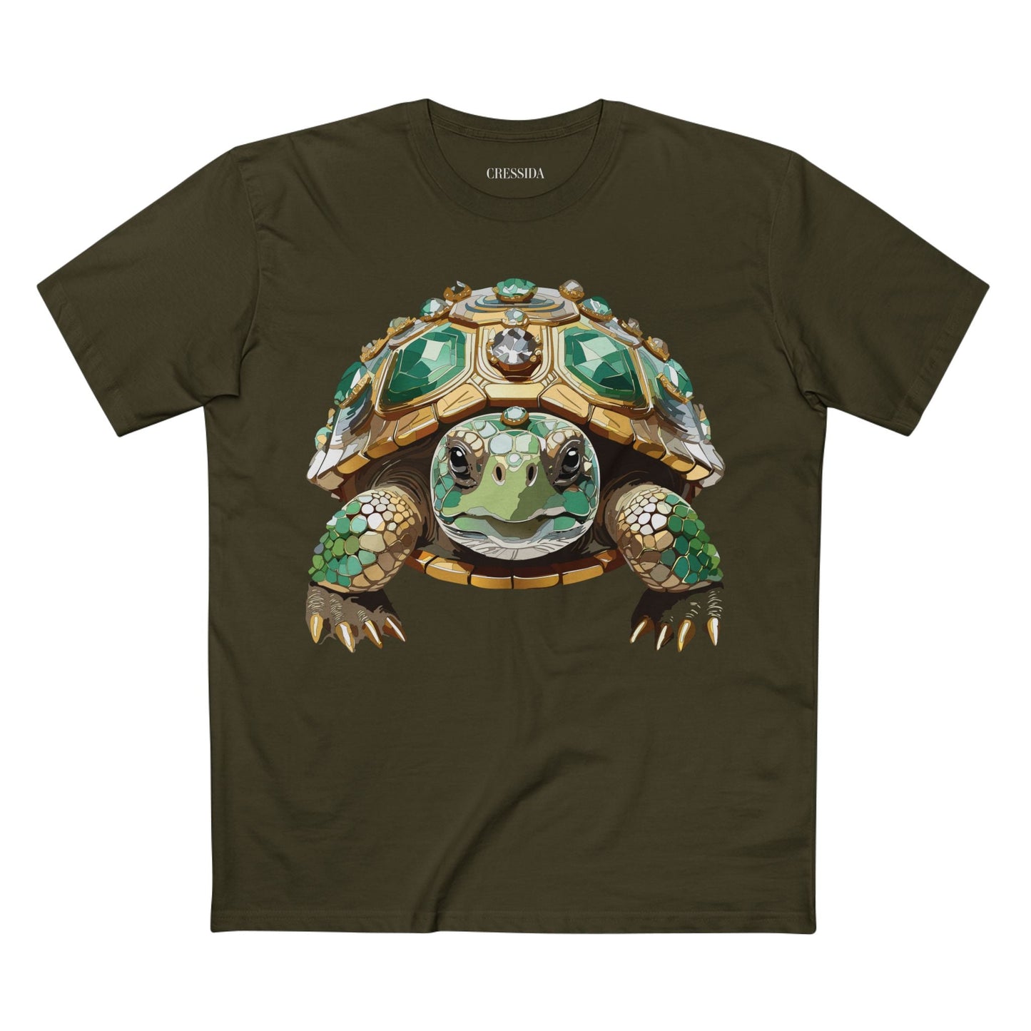 Turtle Graphic Unisex 100 Cotton Tee With Unique Animal Golden Medallion Art Design 31