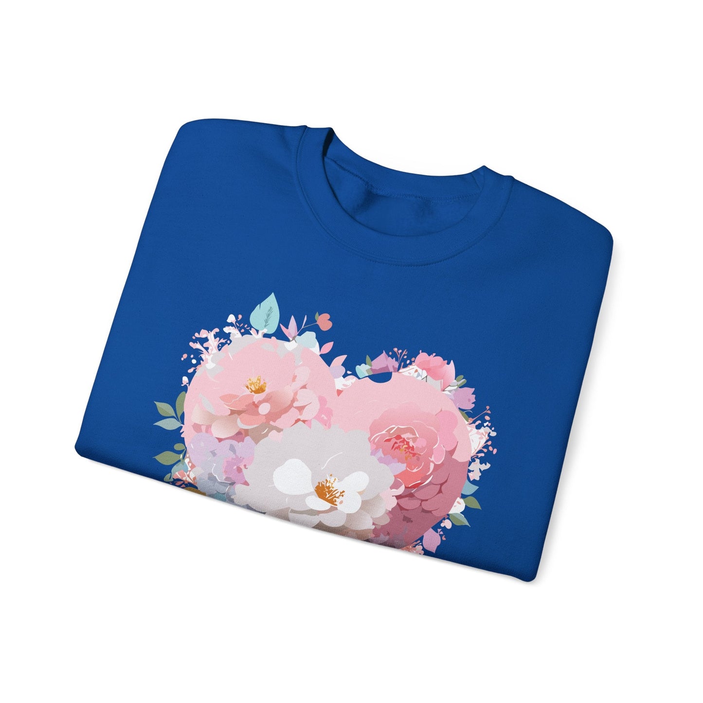 Unisex Floral Heart Sweatshirt For Valentines Day With Love Floral Print Crewneck