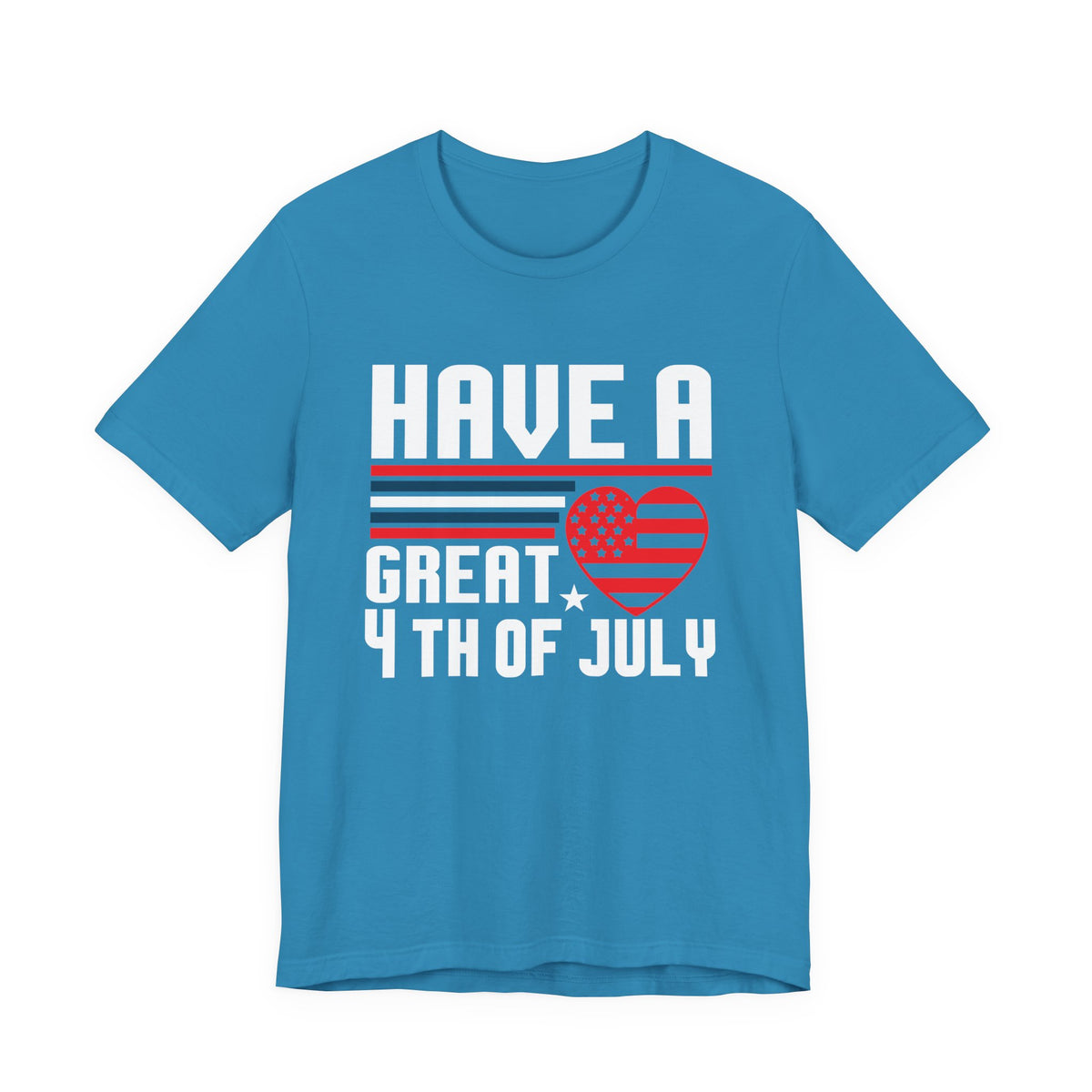 4th of July Tee American Flag Heart Patriotic Independence Day Unisex Cotton Shirt 020