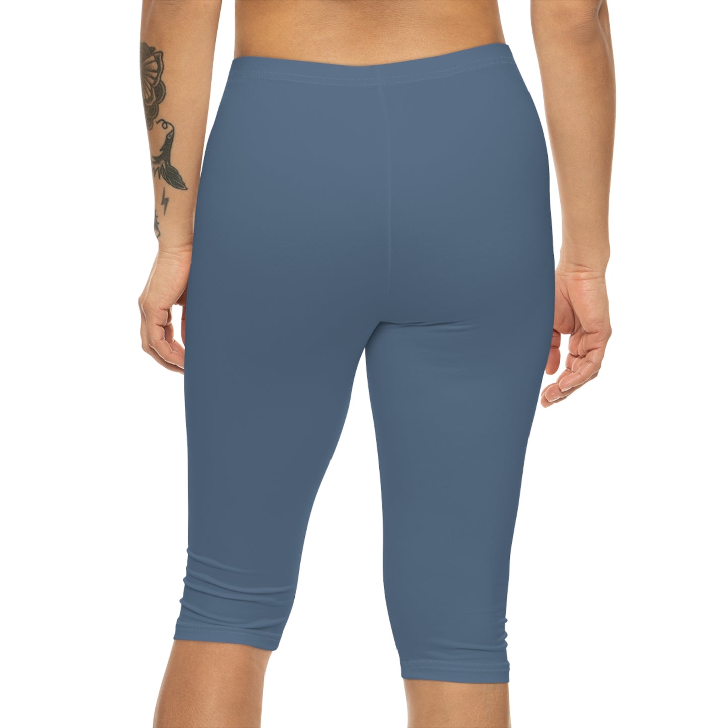 Eastern Blue Color Women's Brushed Suede Poly Span Casual Capri Leggings XS-2XL