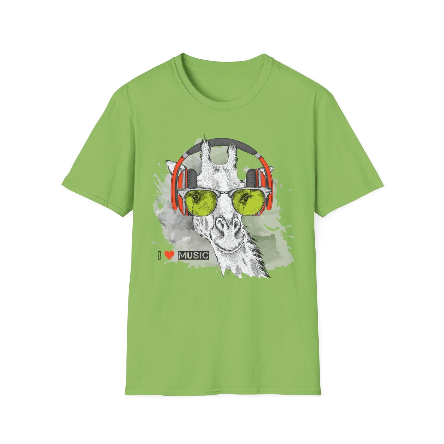 I Love Music Animals Shirt With Headphones Unisex Gildan Softstyle 100 Percent Ring Spun Cotton Tee