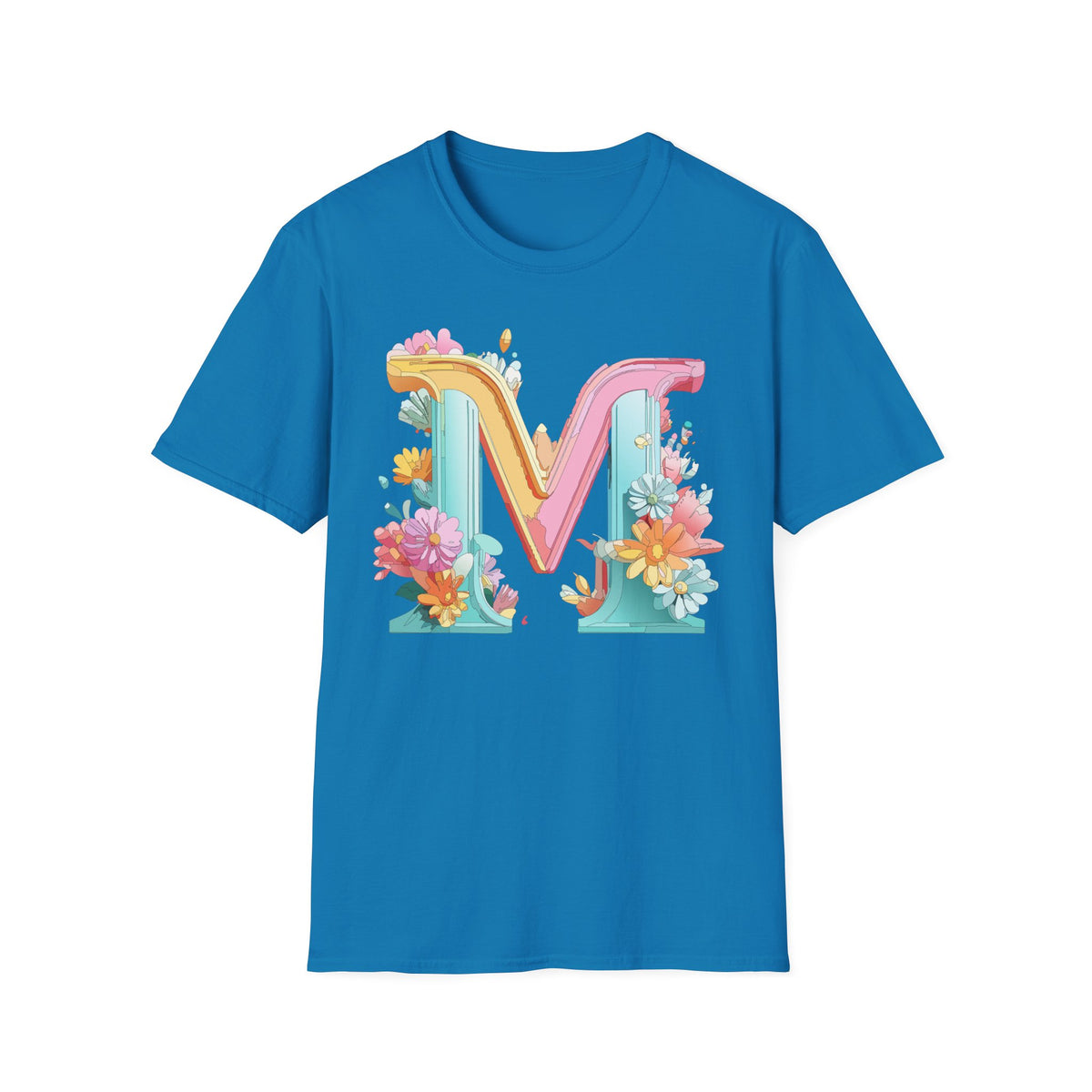 Floral Pastel Letter M T-Shirt | Monogram Initial Tee