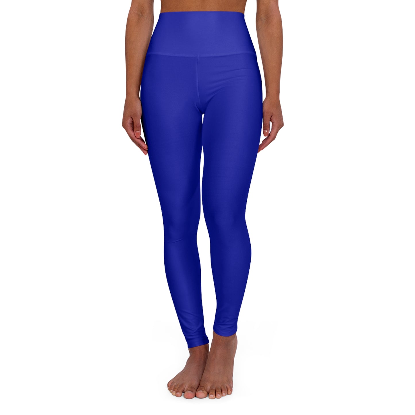 High-Waisted Vivid Royal Blue Yoga Leggings Women's Seamless Poly-Span Stretchy Solid Royal Blue Activewear Pants