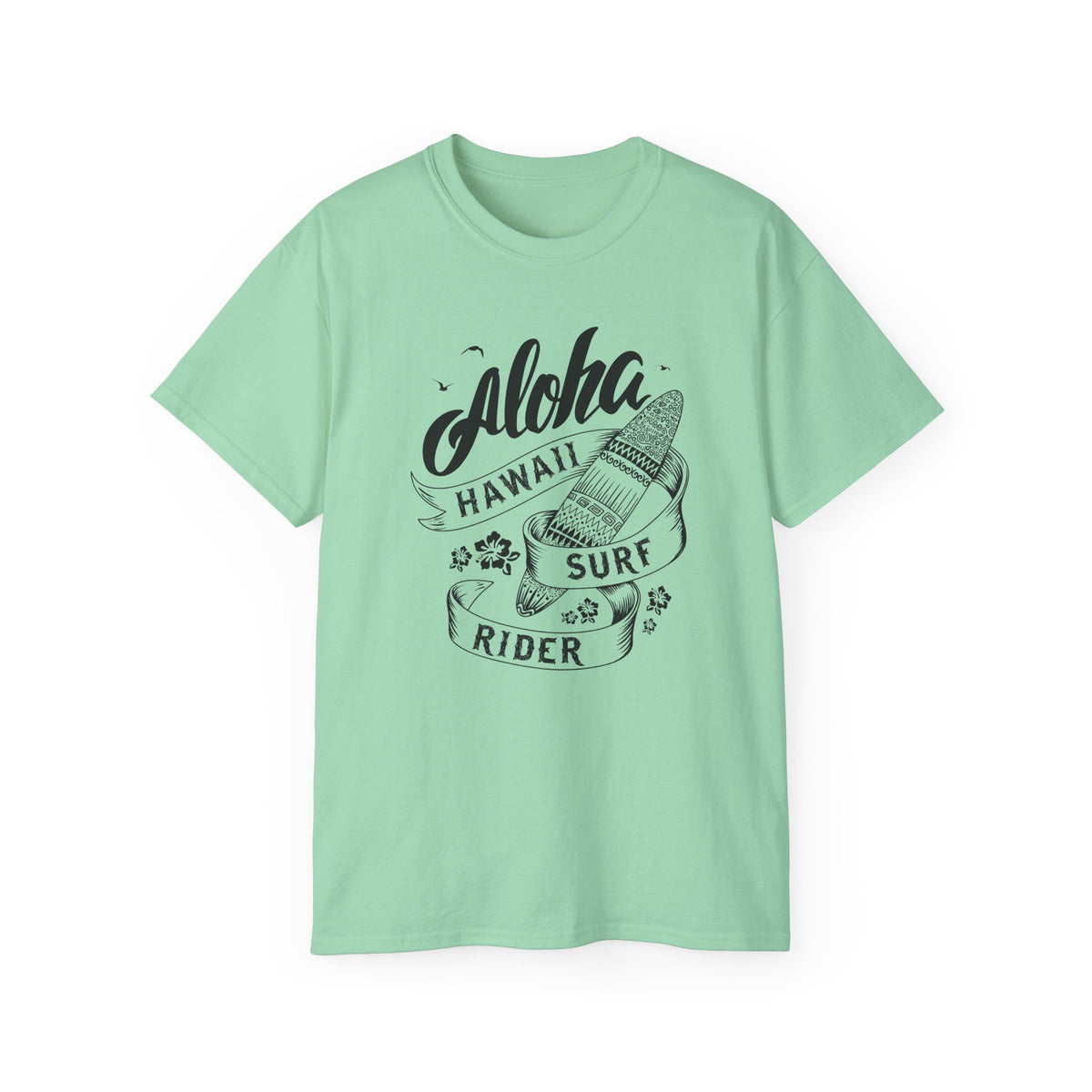 Aloha Hawaii Surf Rider Tee | Surfboard Illustration, Tropical Vibes
